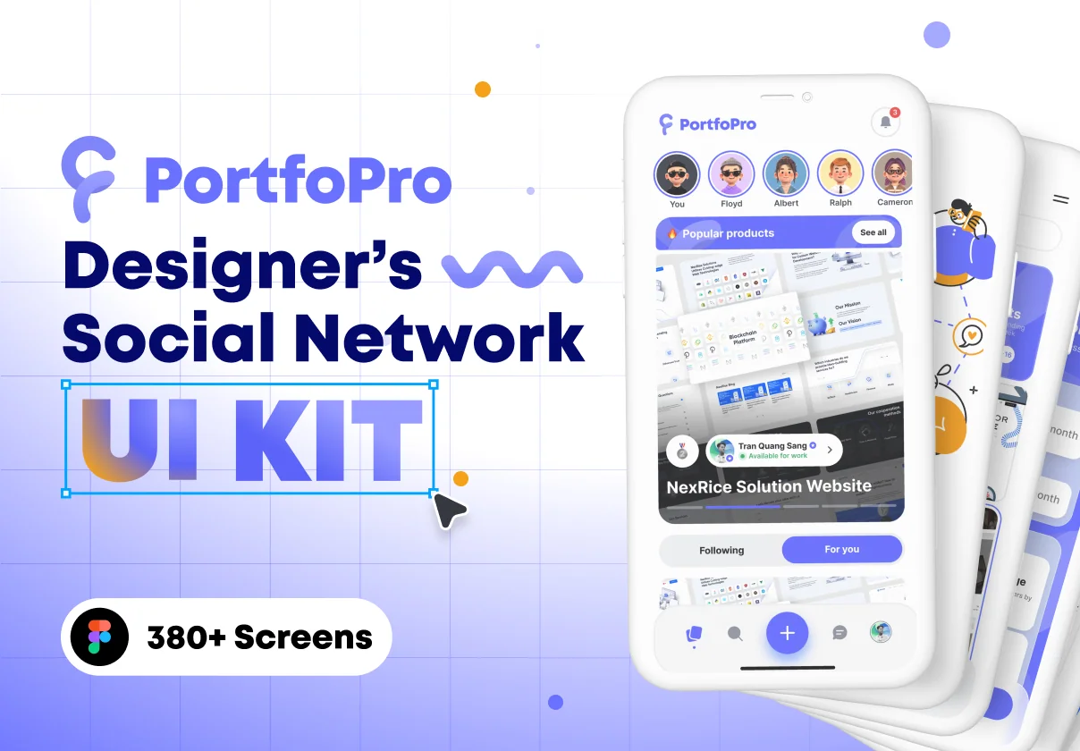 PortfoPro - Designer's Social Network UI Kit