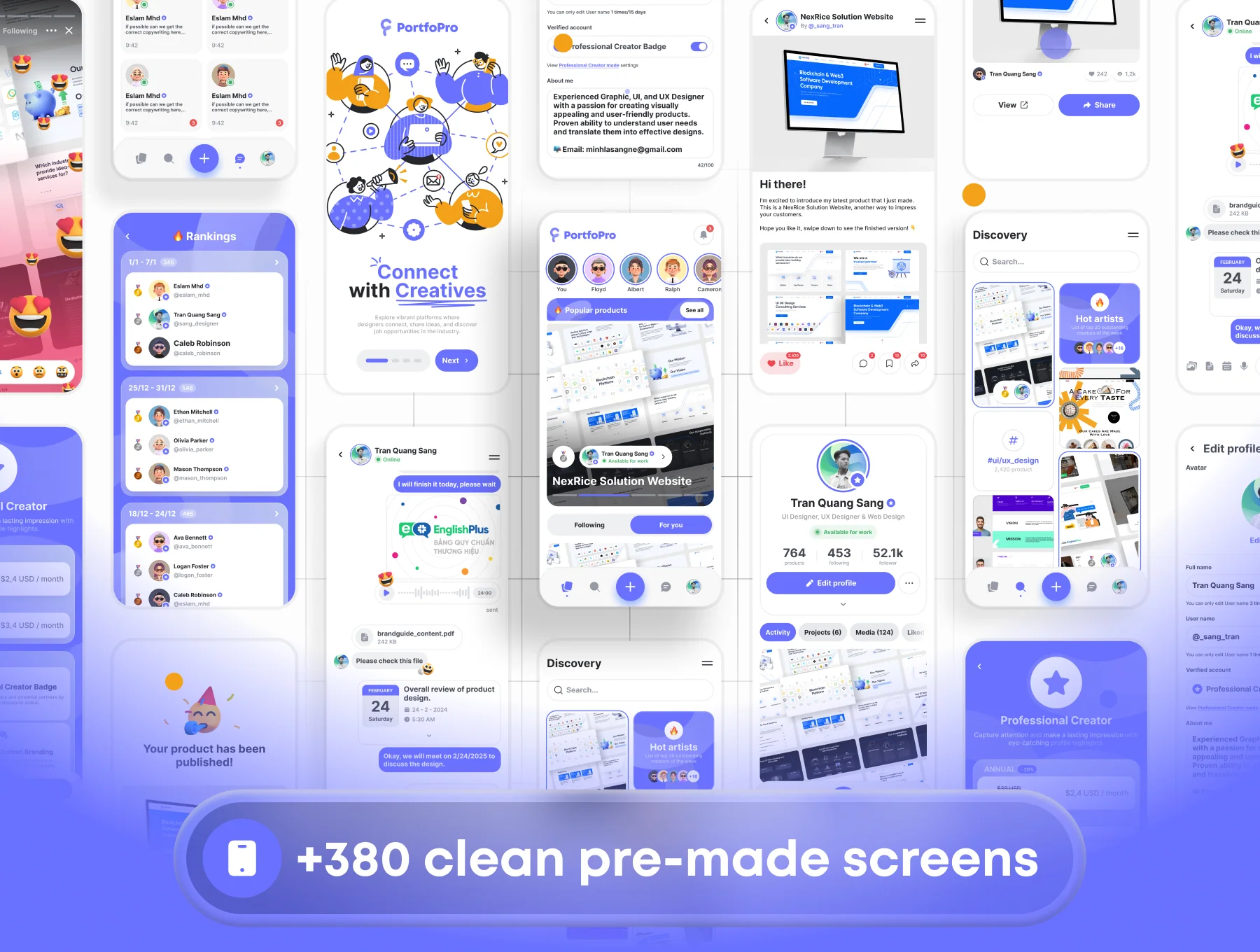 PortfoPro - Designer's Social Network UI Kit 2