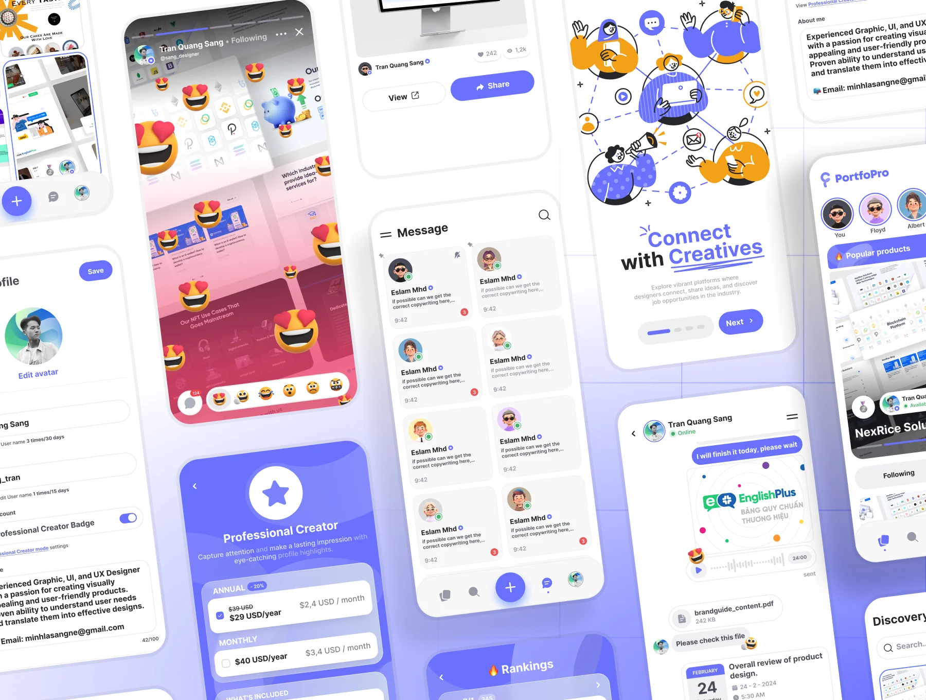 PortfoPro - Designer's Social Network UI Kit 7