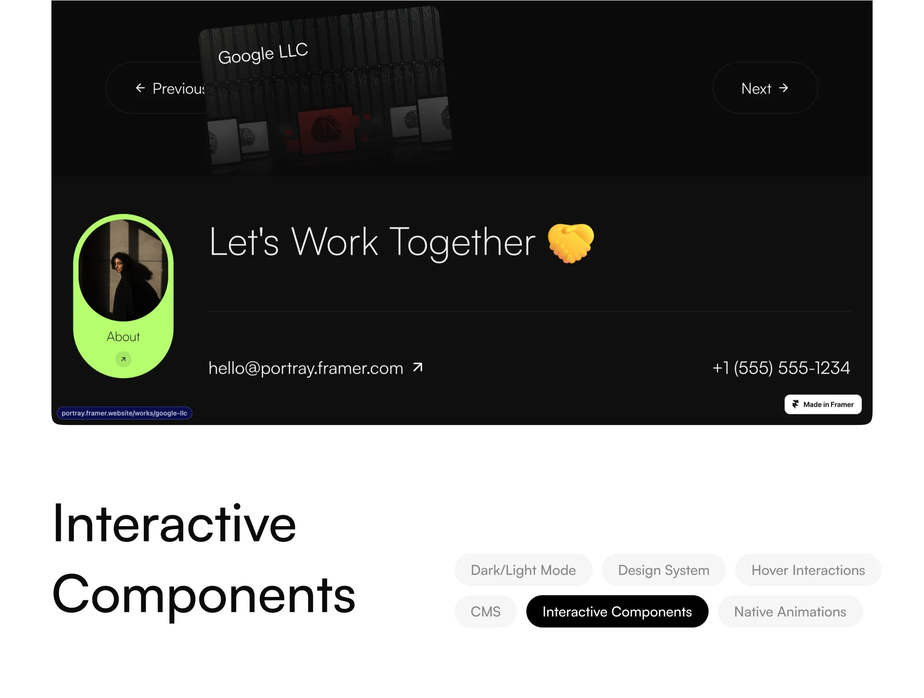Portray: Framer Portfolio Template