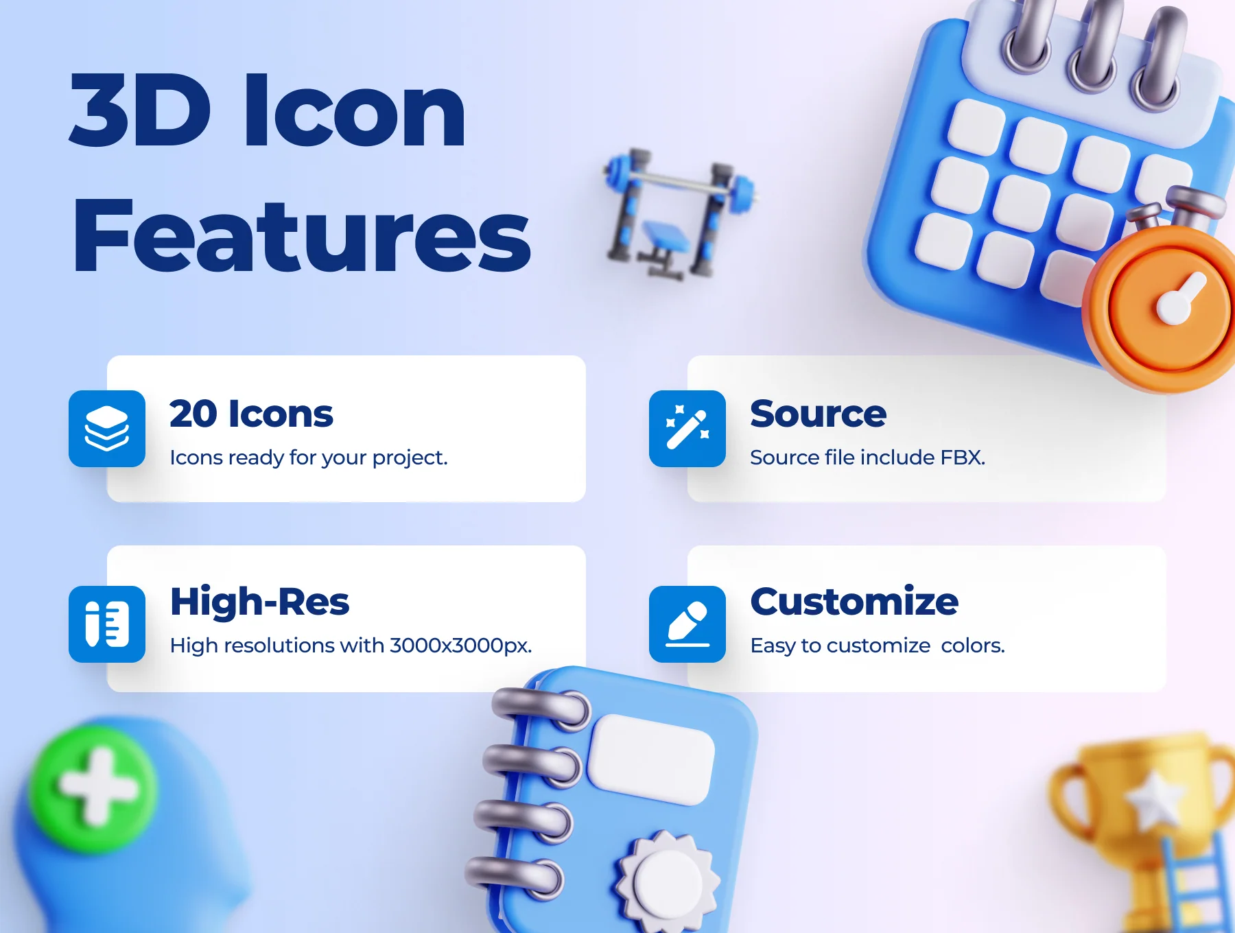 Positive Habits 3D Icon Set 2