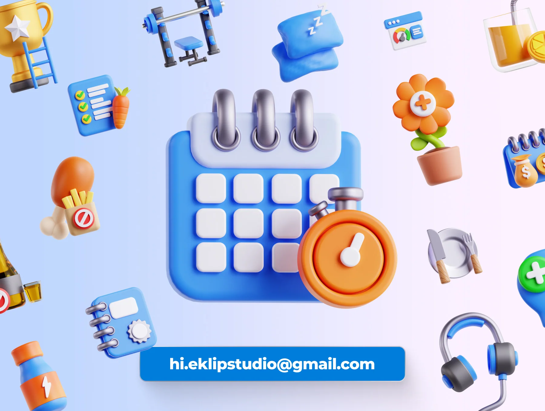 Positive Habits 3D Icon Set 7