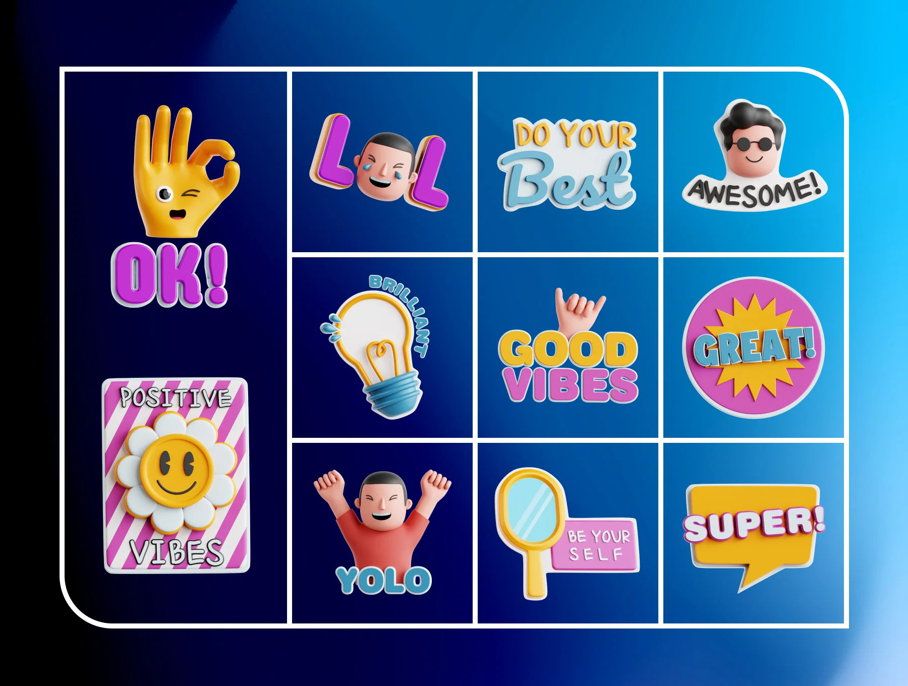 Positive Vibe 3D Icon Set 5
