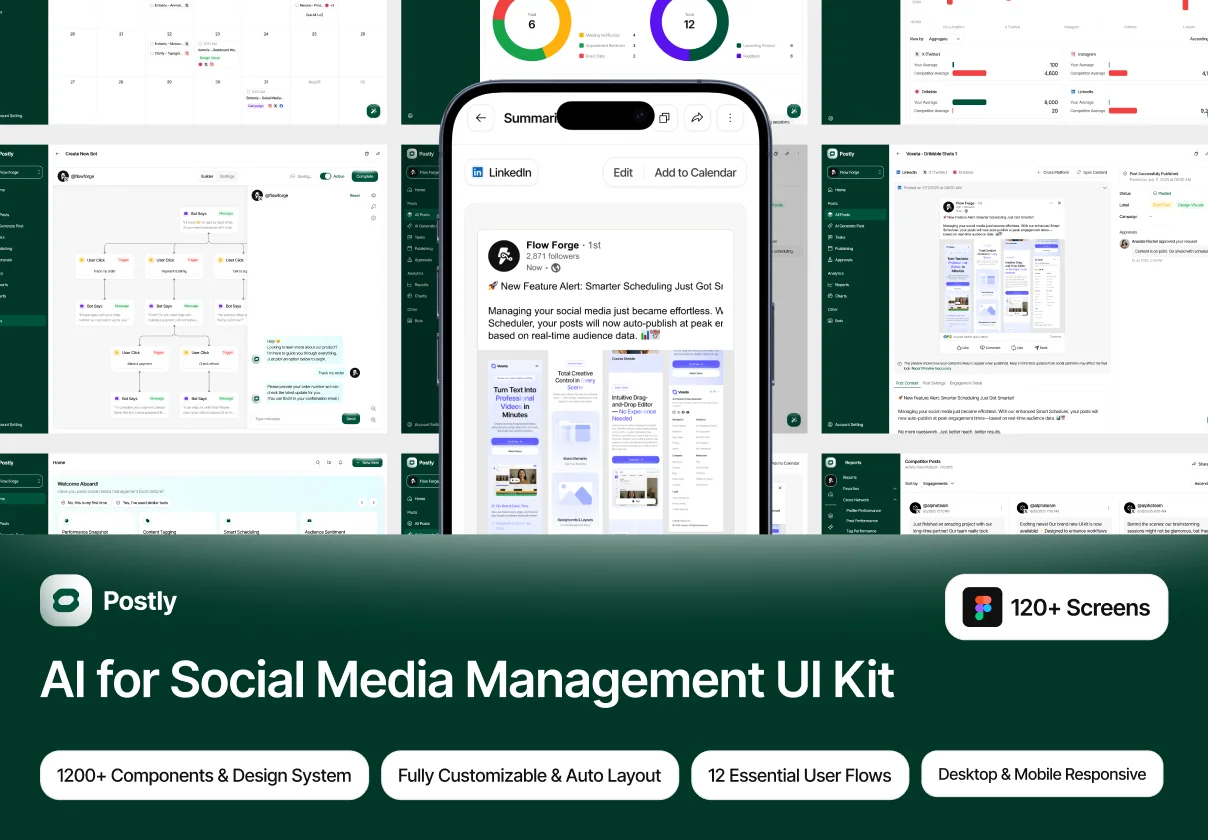 Postly - AI for Social Media Management Web App UI Kit