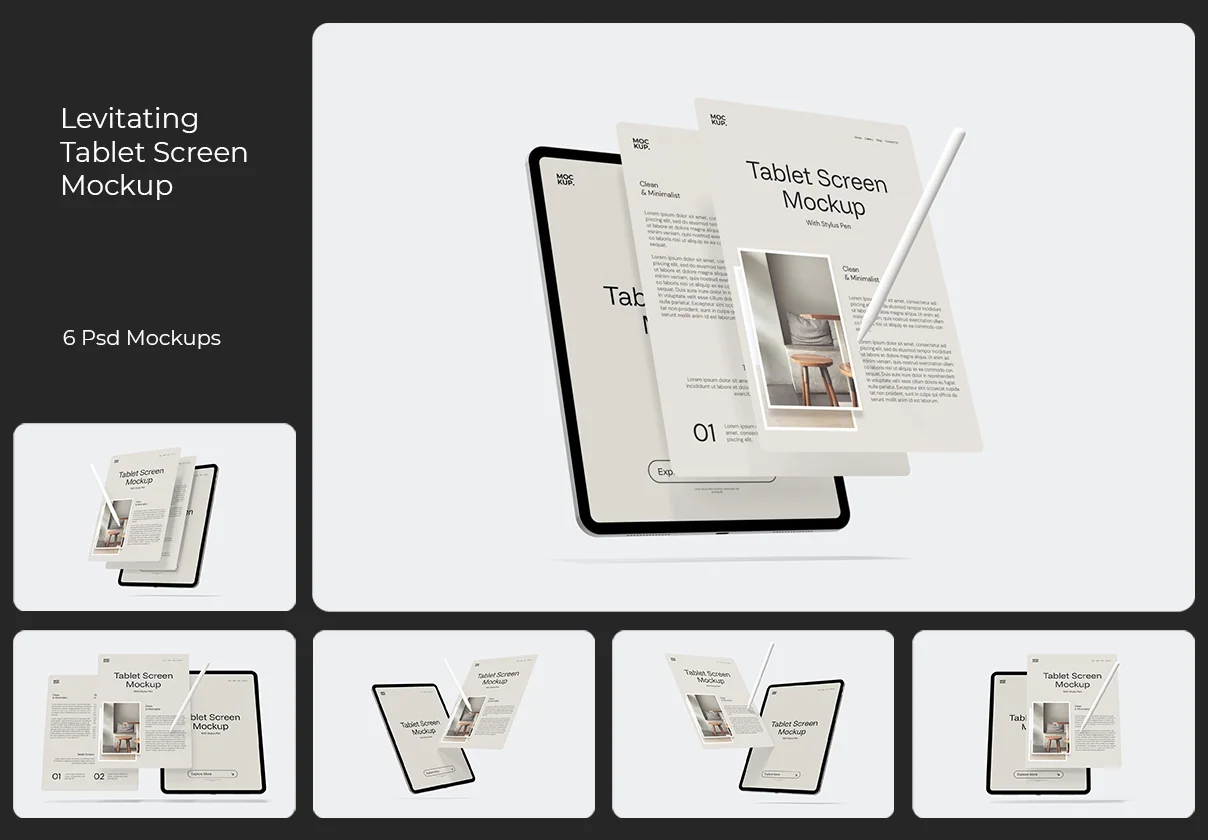 Potrait Tablet Screen Mockup