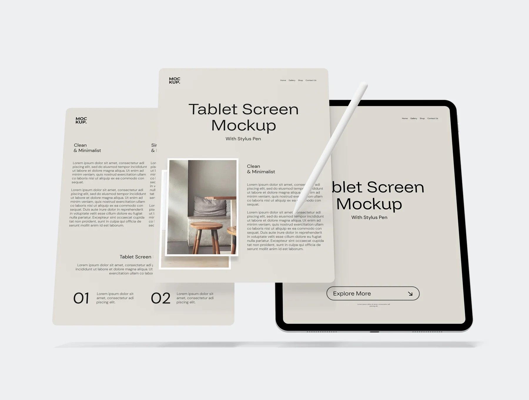Potrait Tablet Screen Mockup 3