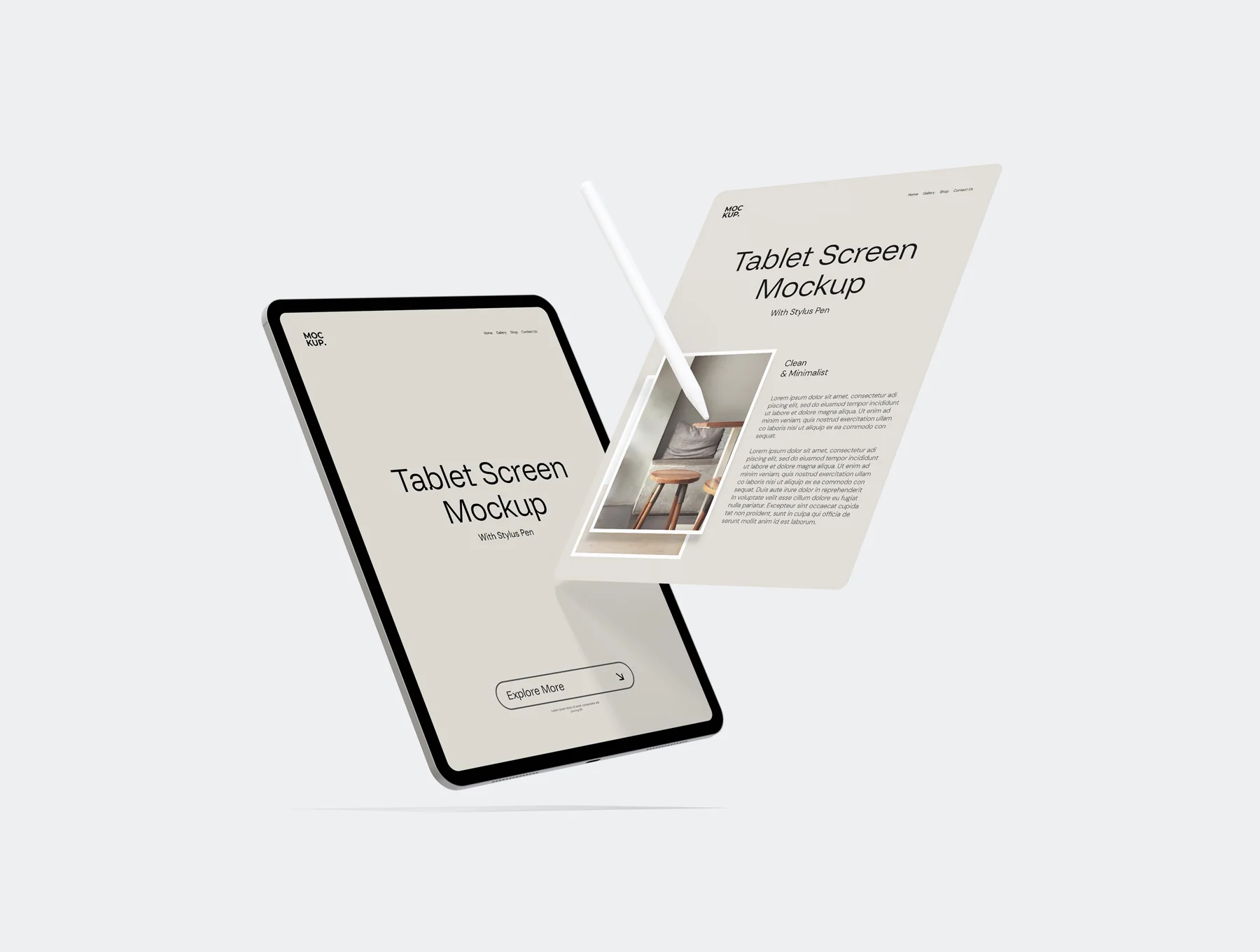Potrait Tablet Screen Mockup 4