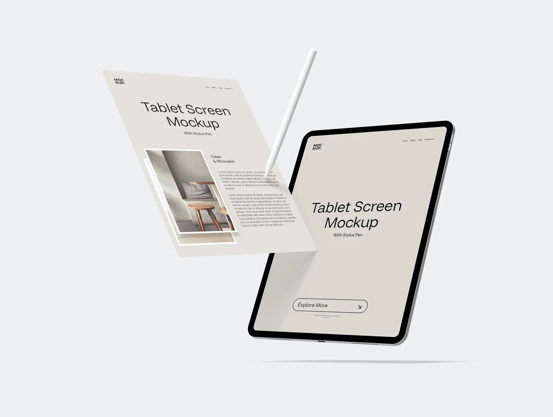 Potrait Tablet Screen Mockup 5