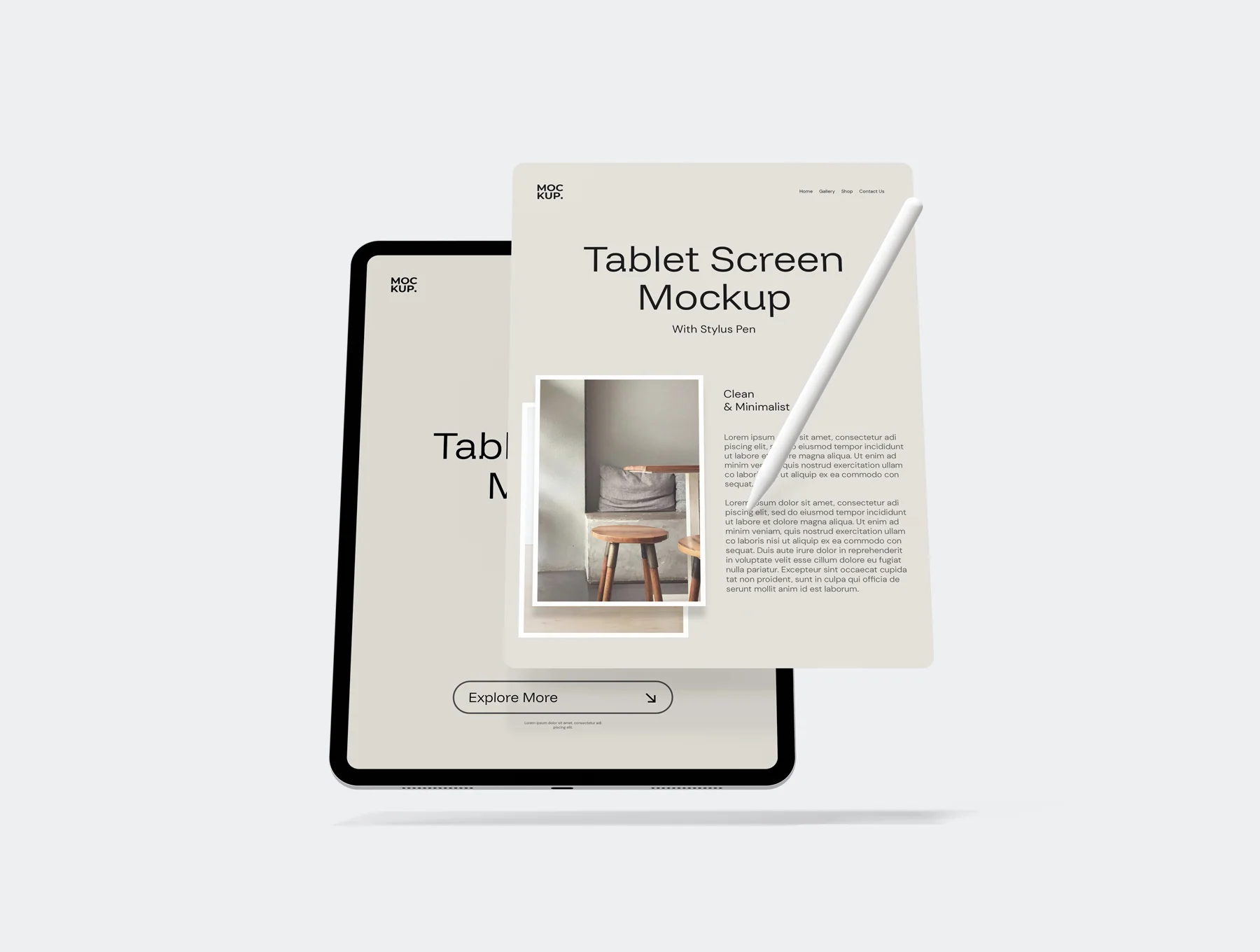 Potrait Tablet Screen Mockup 6