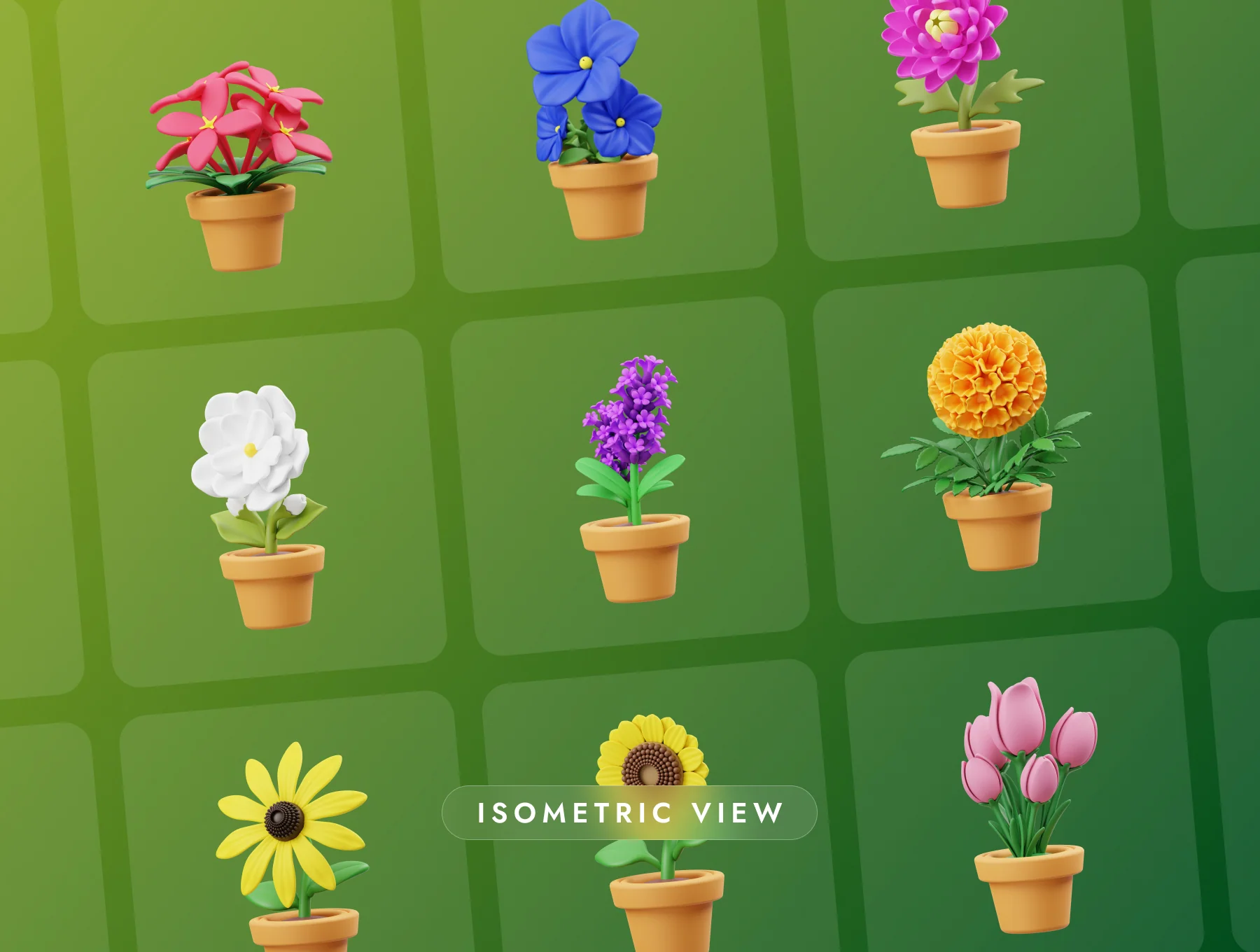 Potted Flowers 3D Icon 6