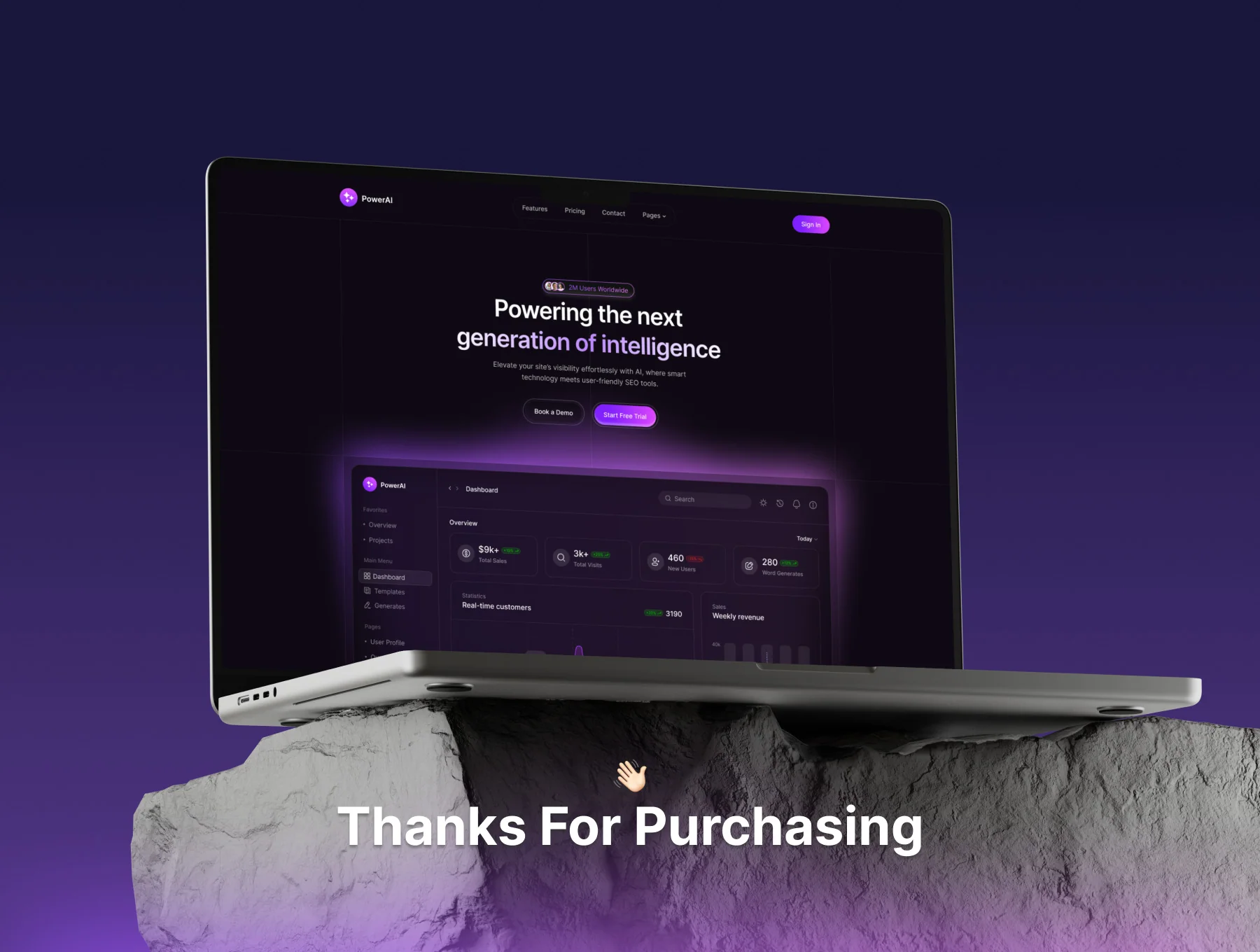 PowerAI – SaaS SEO Analytics Template 6