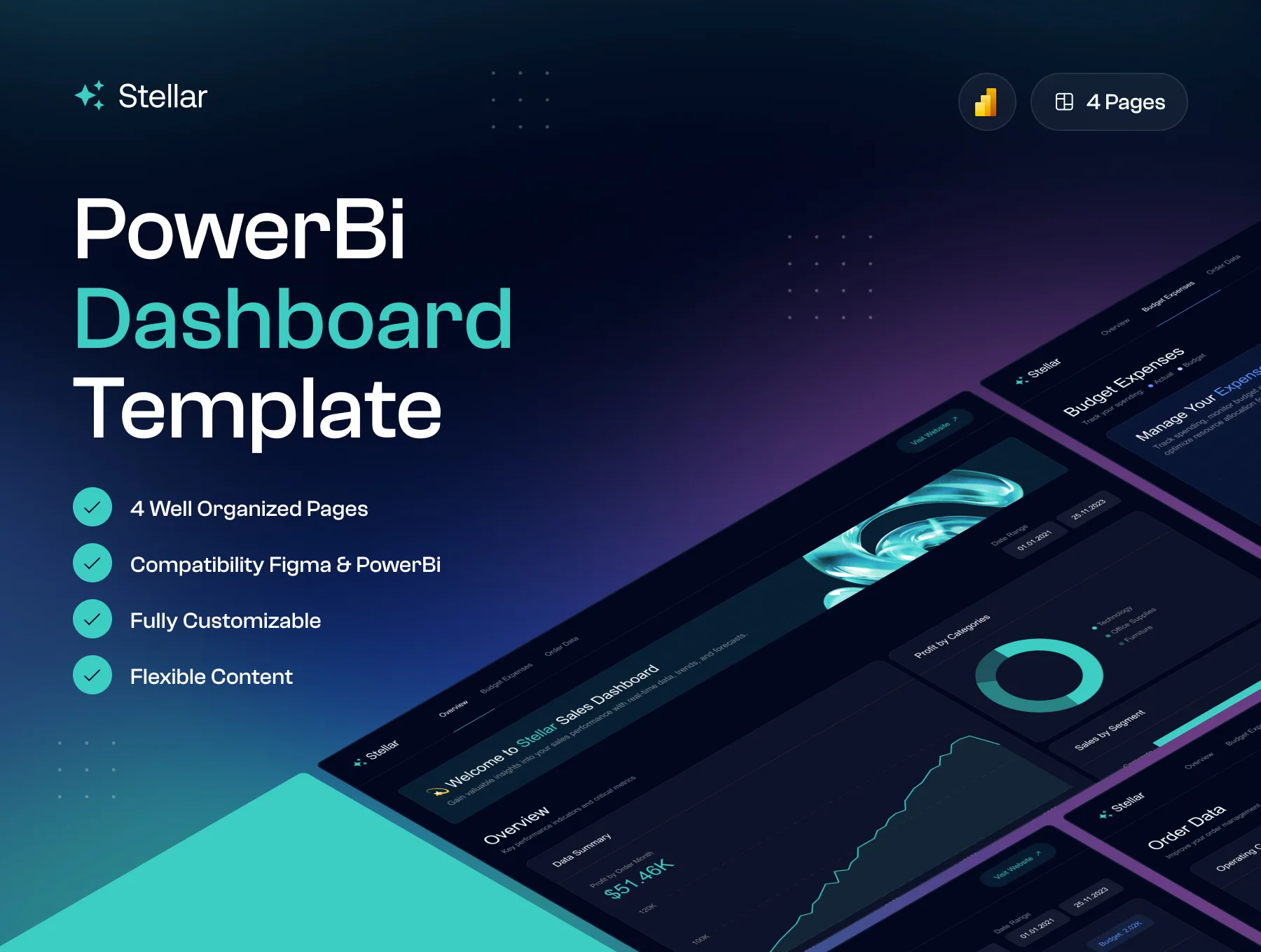 PowerBi Dashboard Template — Stellar