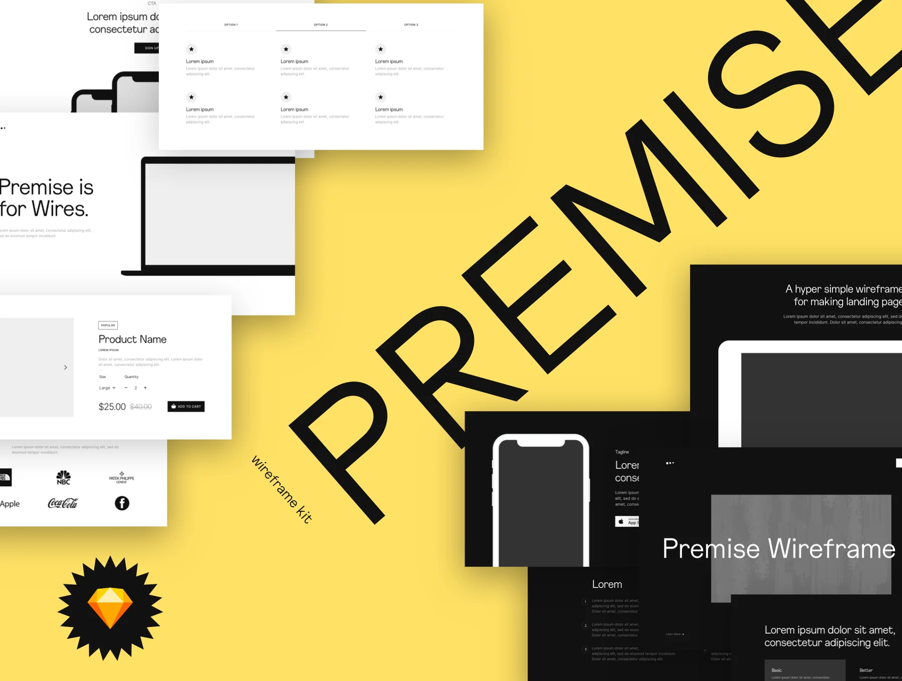 Premise - Website and Landing Page Wireframe Kit - Desktop