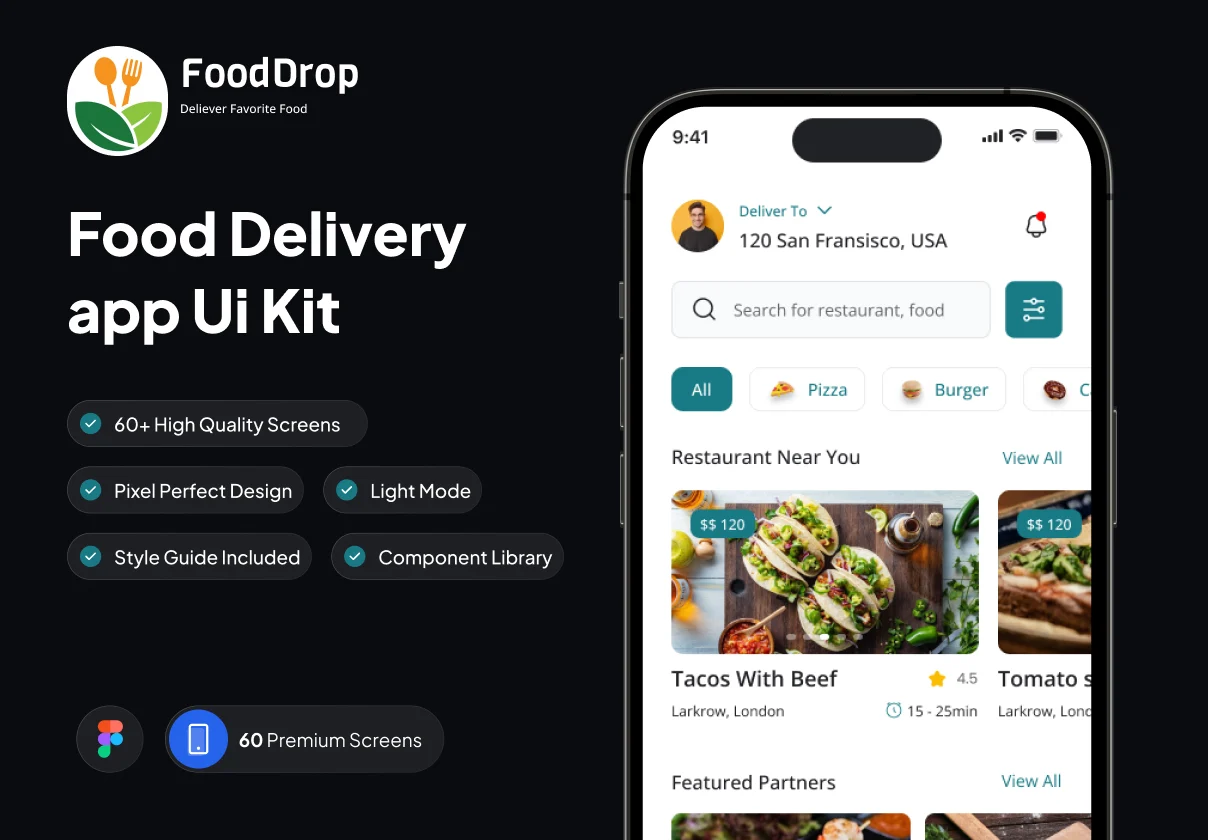 FoodDrop — Food Ordering & Delivery UI Experience
