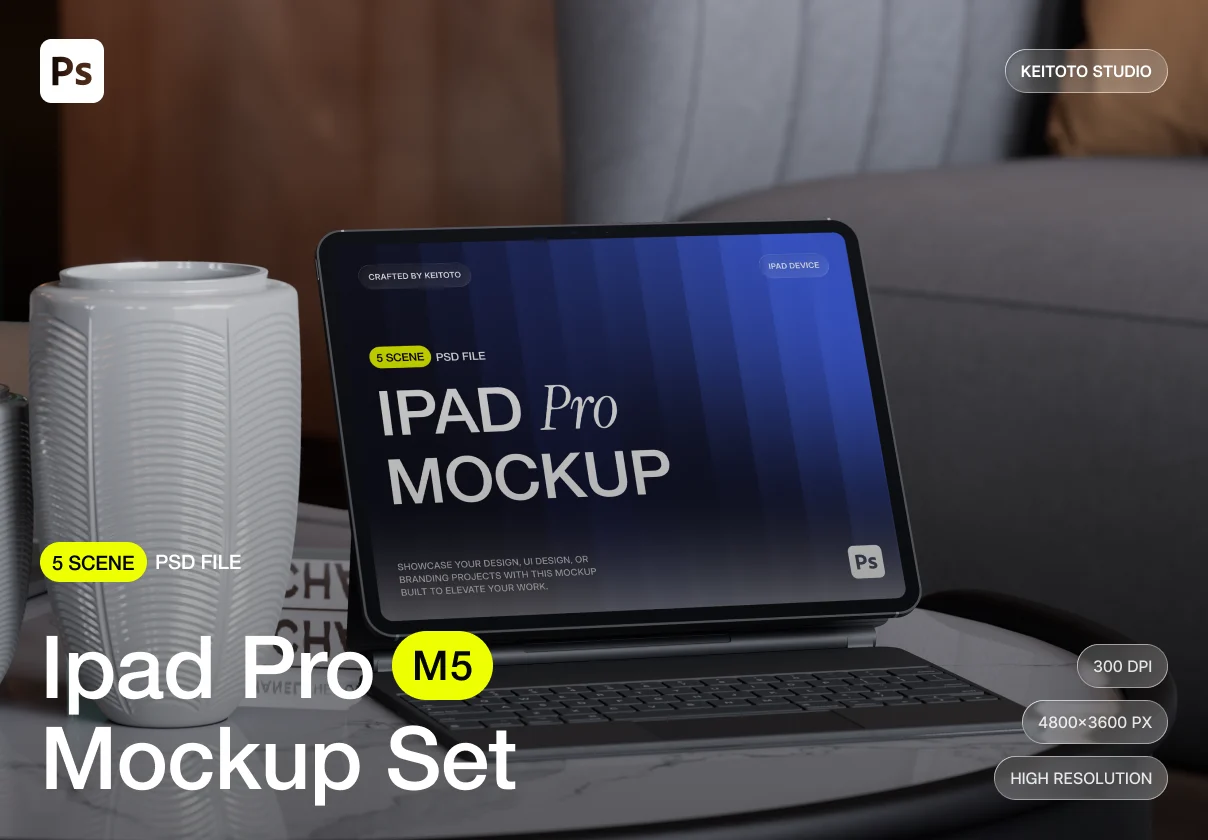 Premium iPad Pro Mockup – Modern Home Interior Collection