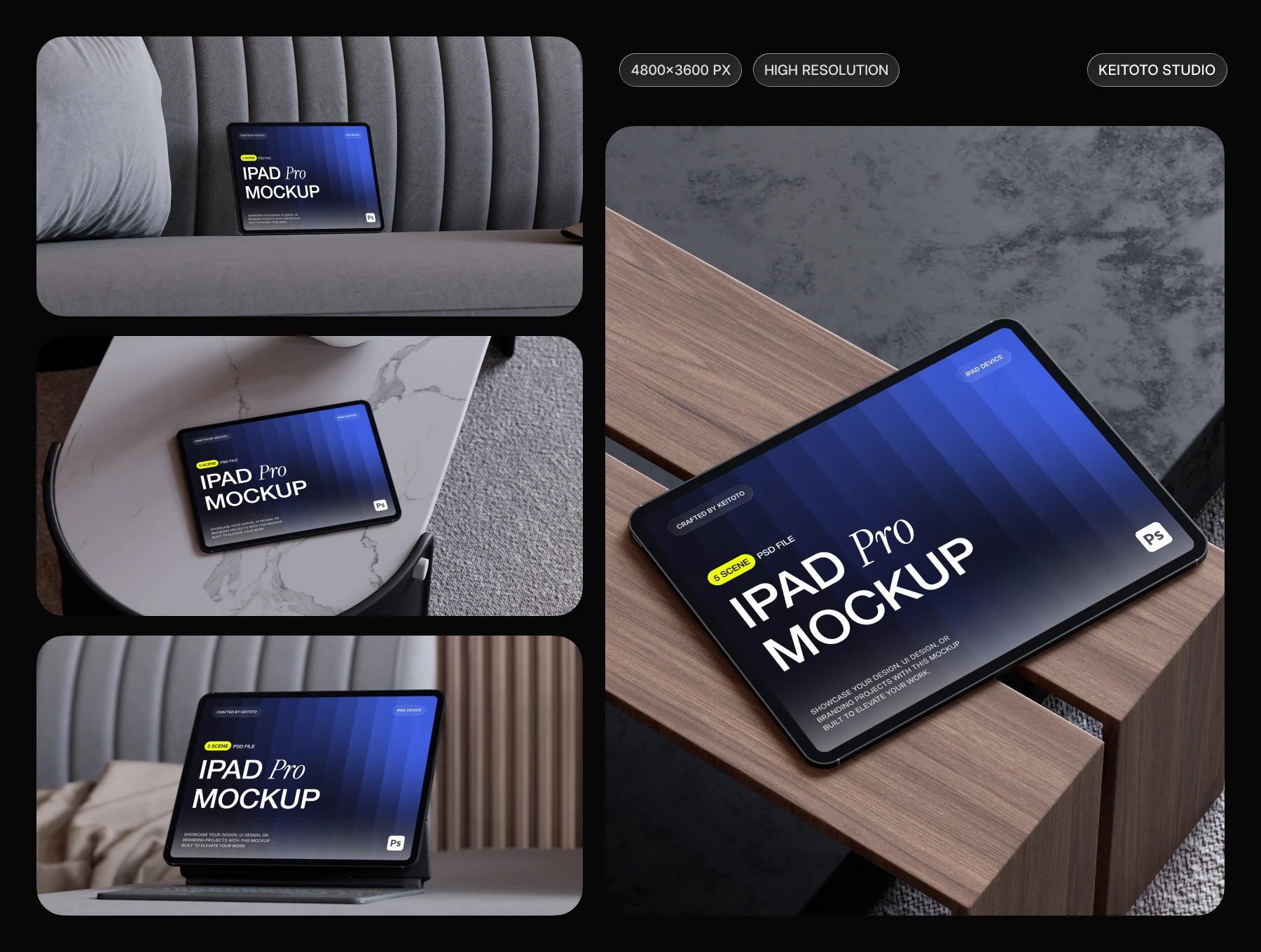 Premium iPad Pro Mockup – Modern Home Interior Collection