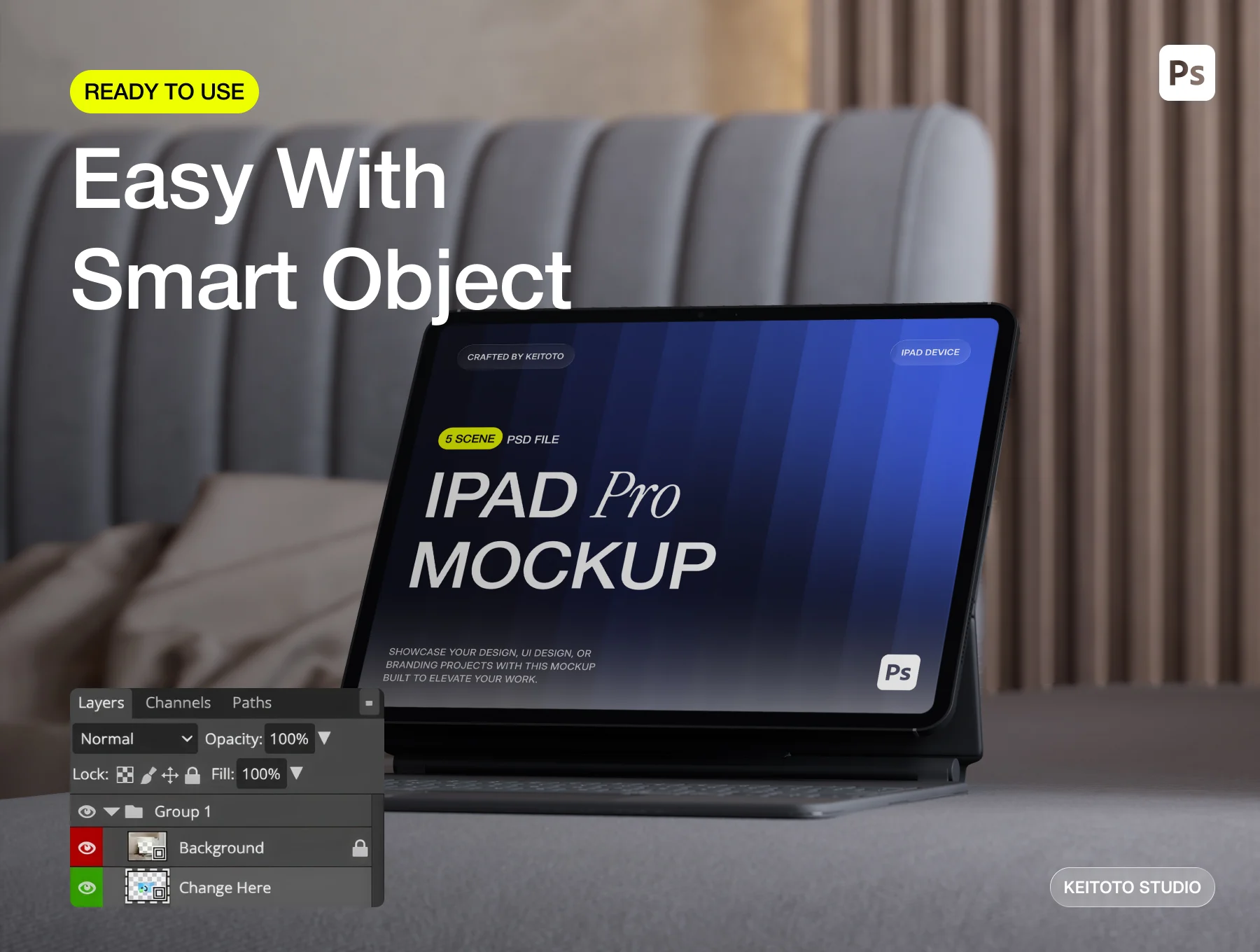 Premium iPad Pro Mockup – Modern Home Interior Collection 3