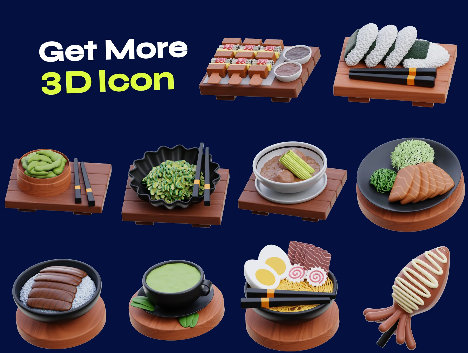 Premium Japanese Food 3D Icon pack 7