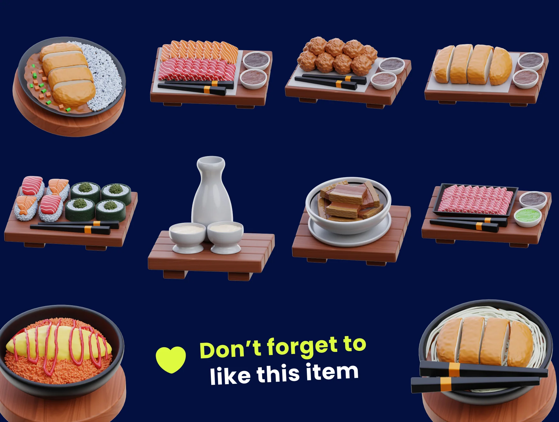 Premium Japanese Food 3D Icon pack 8