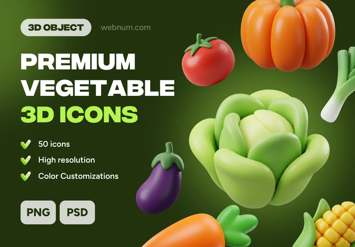 Premium Vegetable 3D icons