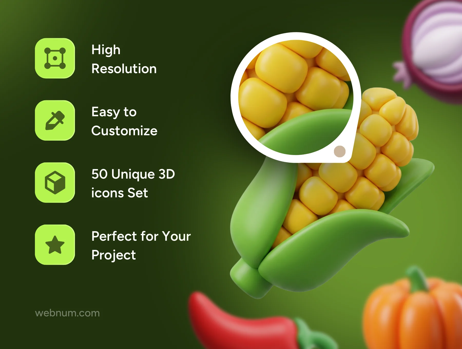 Premium Vegetable 3D icons 2