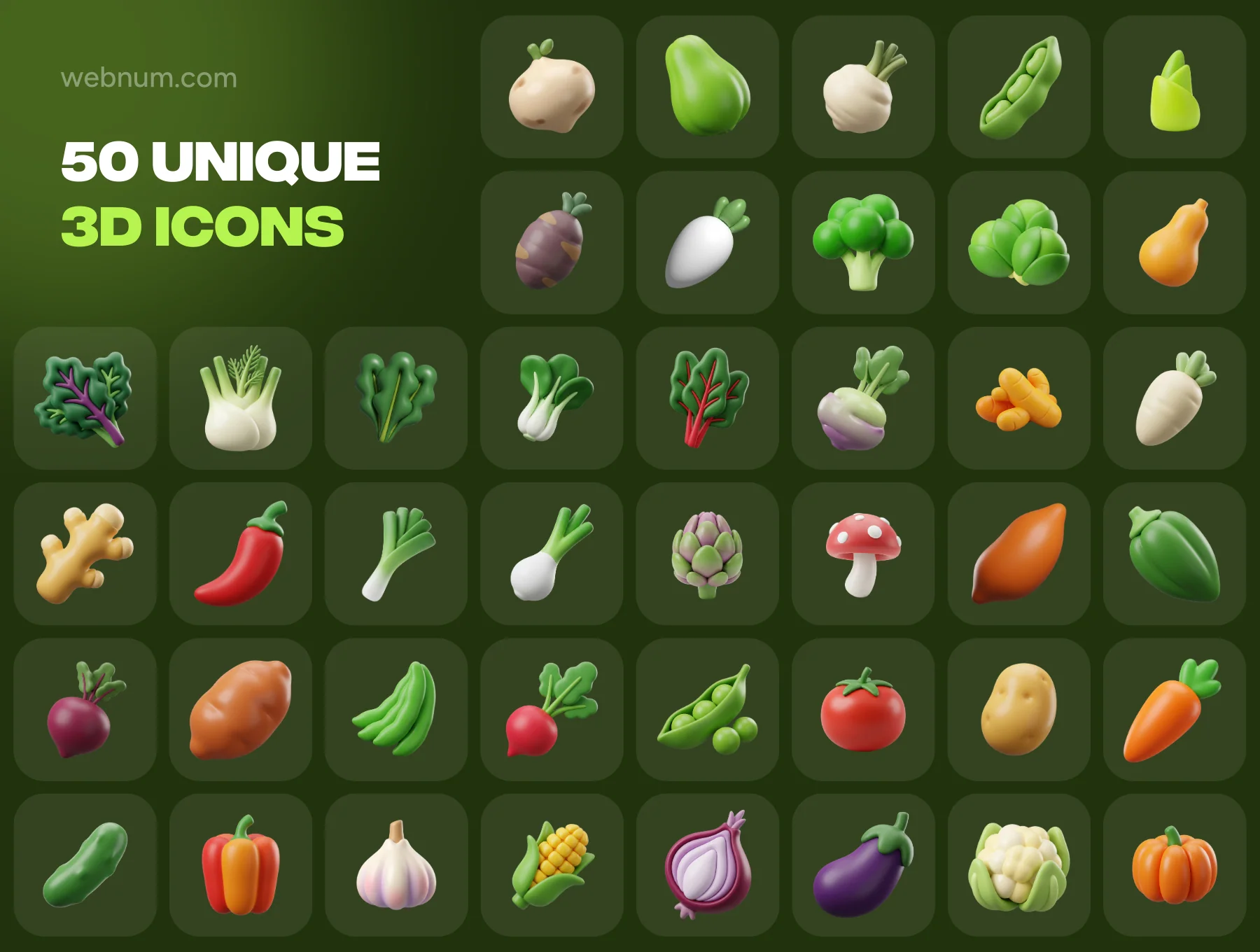Premium Vegetable 3D icons 5