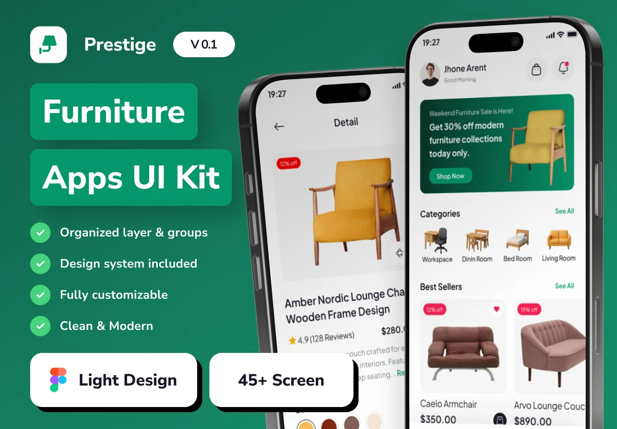 Prestige - Furniture Mobile App UI Kit