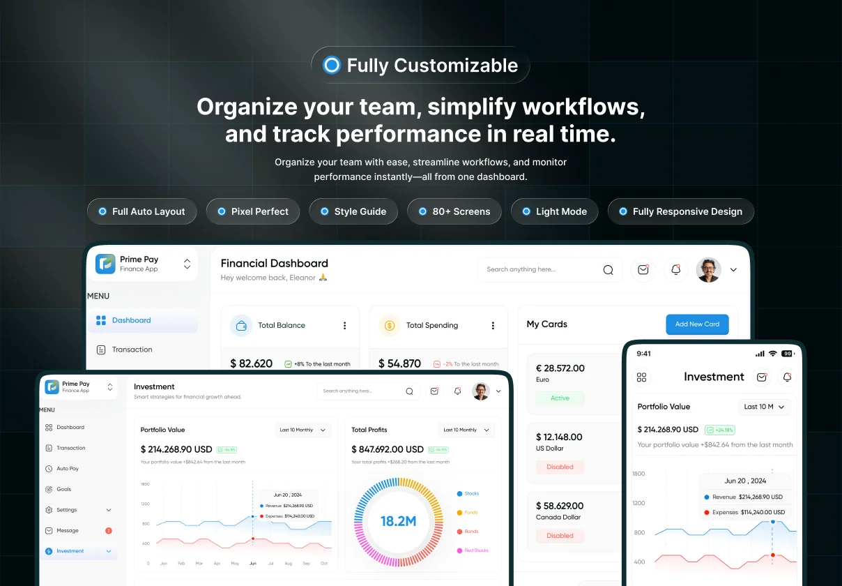 Prime Pay - Finance Dashboard UI Kit