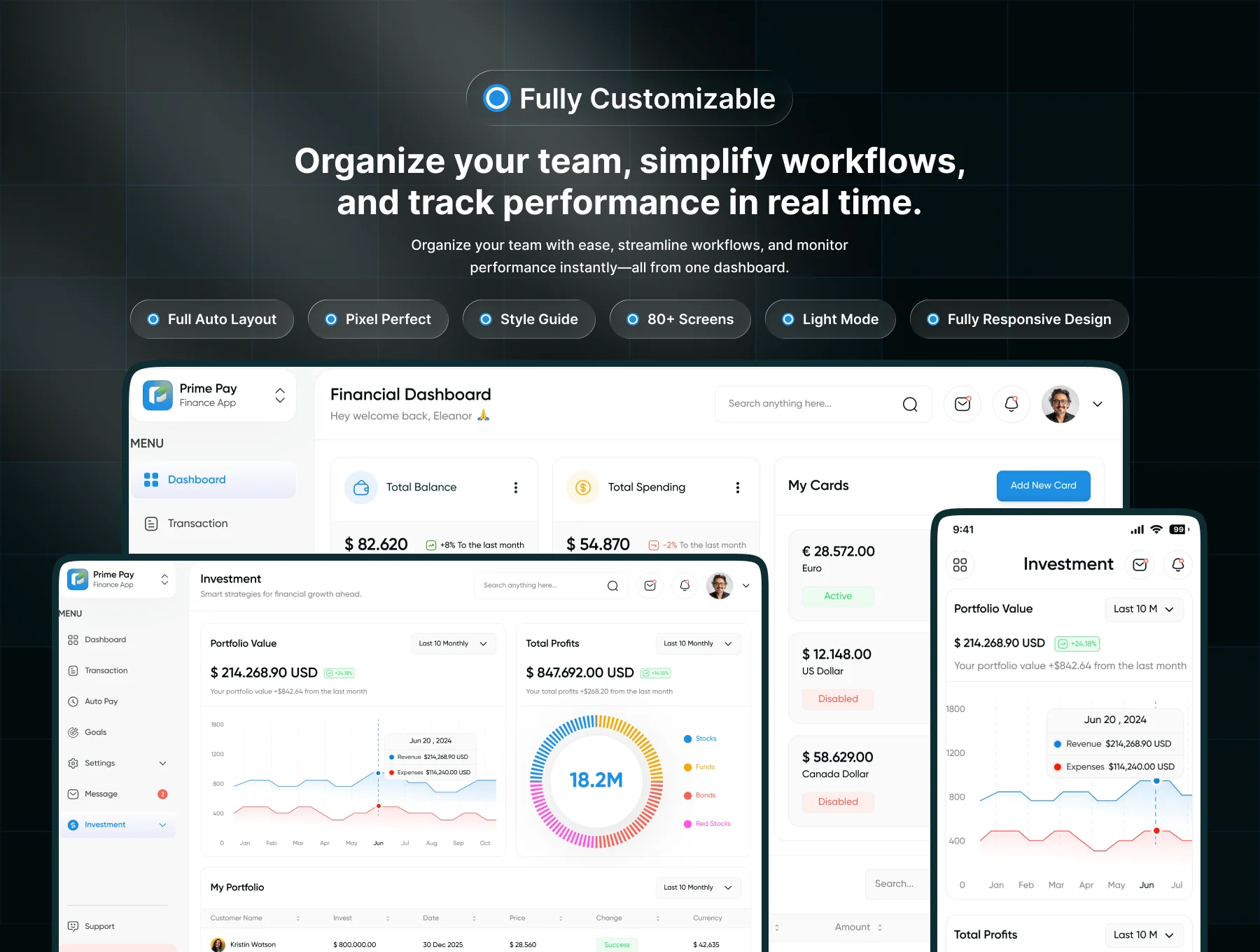 Prime Pay - Finance Dashboard UI Kit