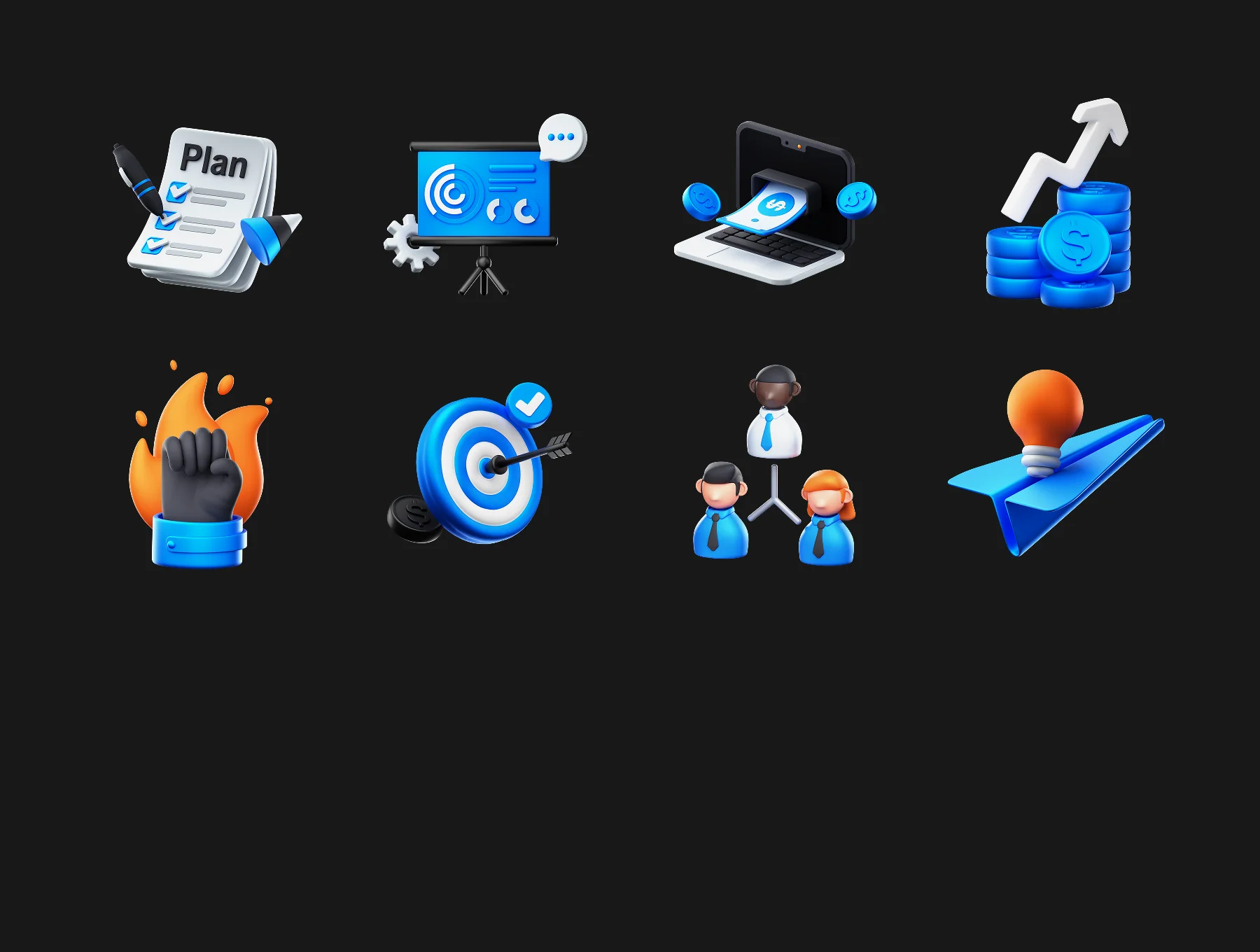 Professional Business 3D Icons Pack 4