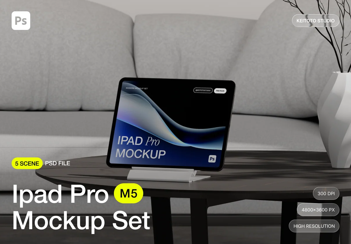 Professional iPad Pro Mockup in Modern Home