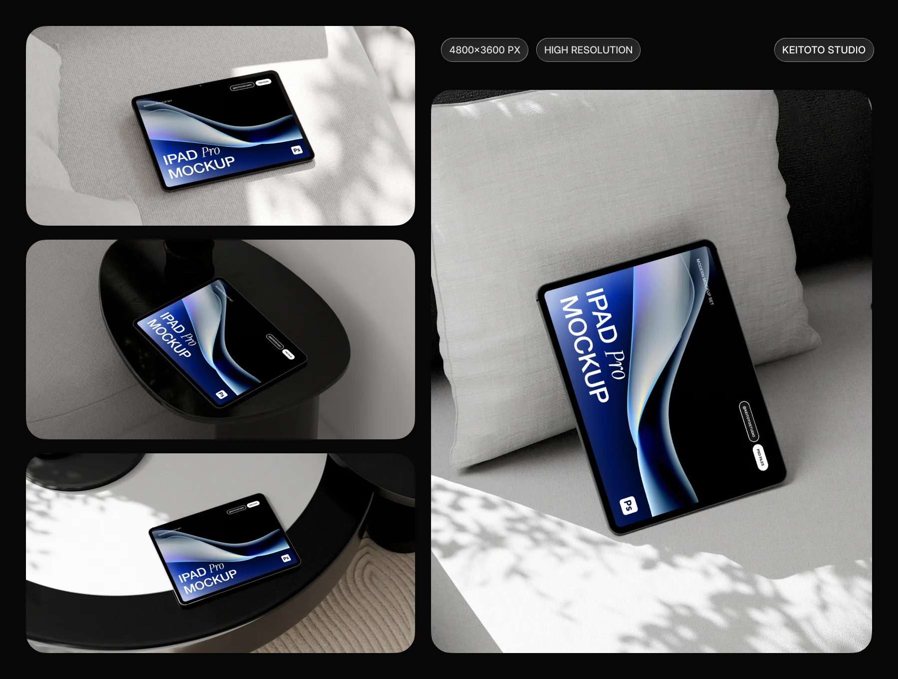 Professional iPad Pro Mockup in Modern Home
