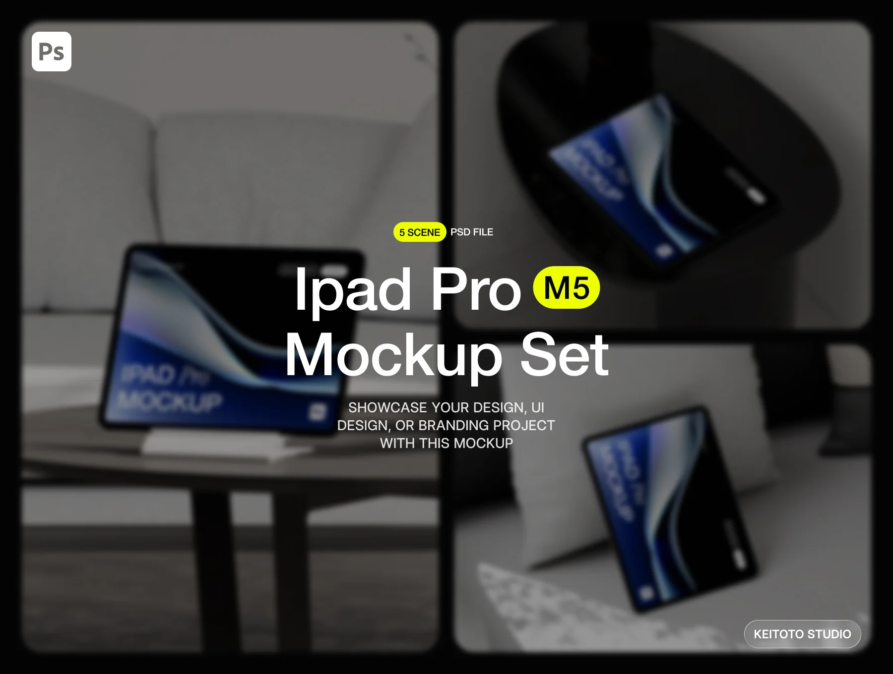 Professional iPad Pro Mockup in Modern Home 2