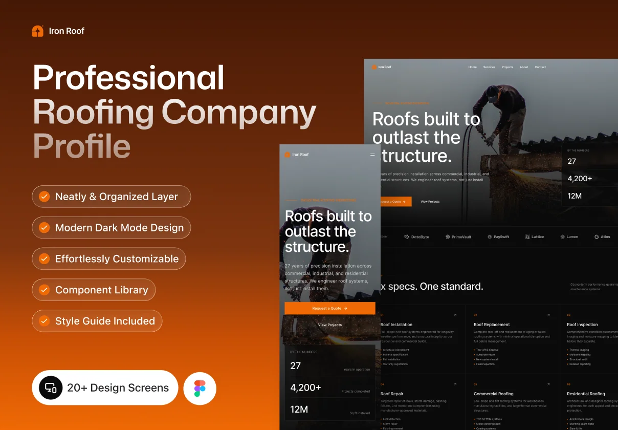 Professional Roofing Company Profile UI Kit – Iron Roof