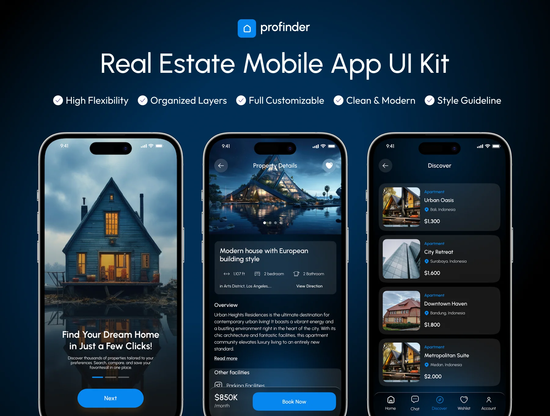Profinder - Real Estate App UI Kit