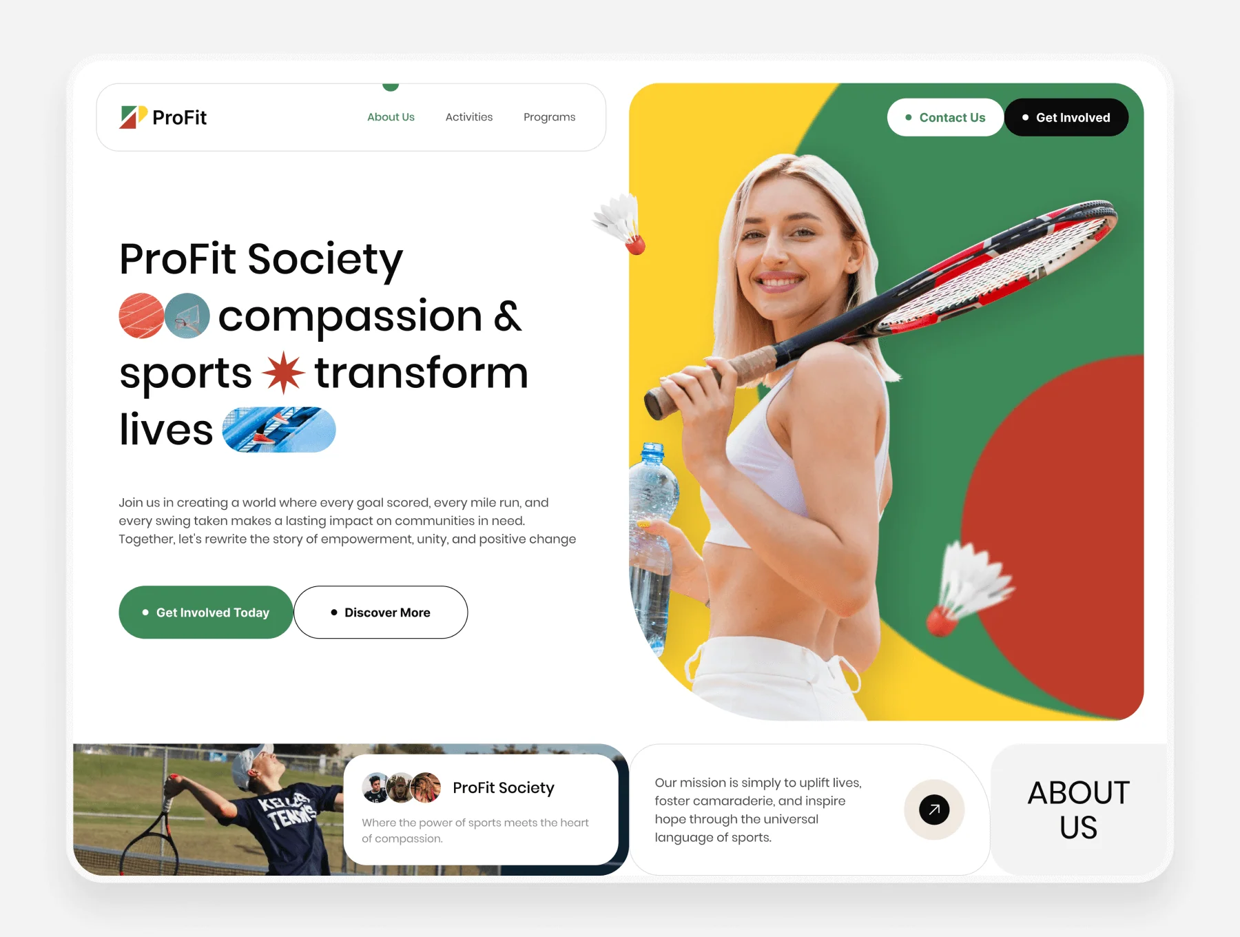 ProFit - Sport Landing Page UI/UX Template 2