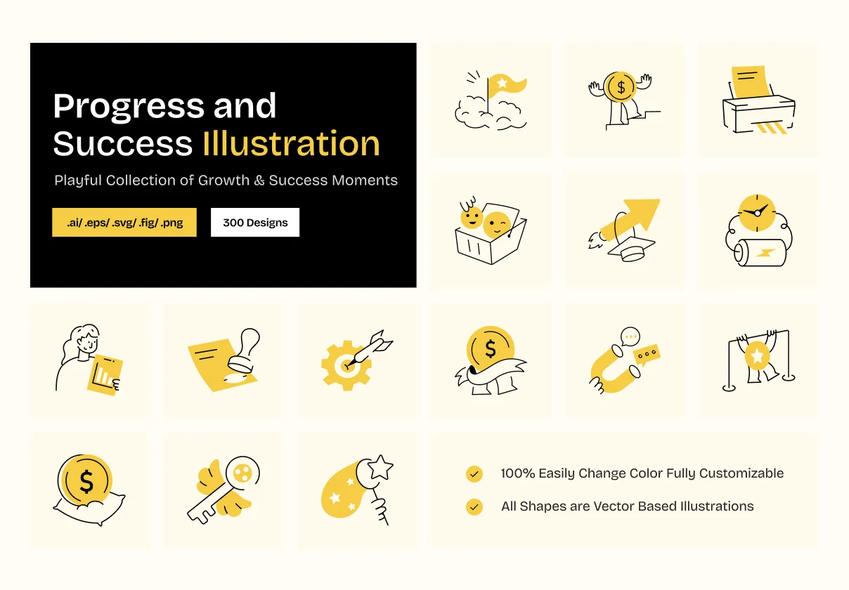 Progress and Success Illustrations
