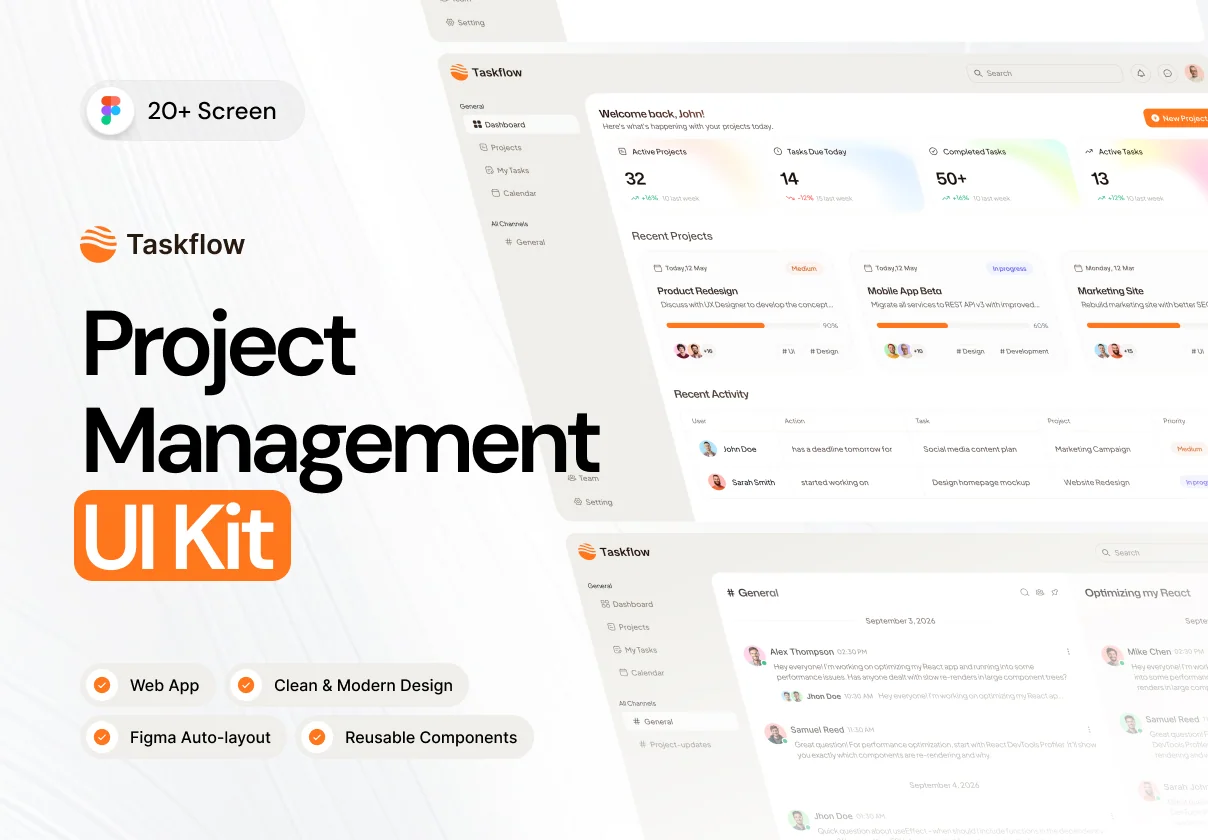 Project Management Dashboard UI Kit | SaaS Web App Design