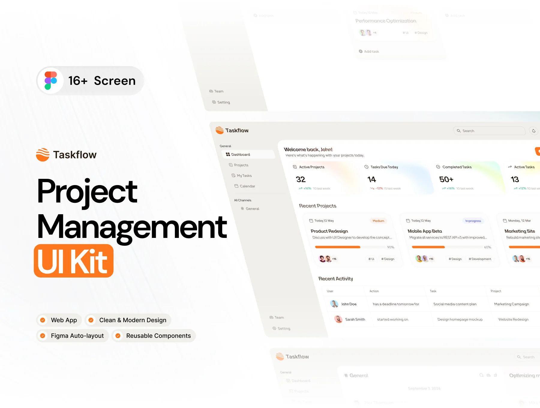 Project Management Dashboard UI Kit | SaaS Web App Design