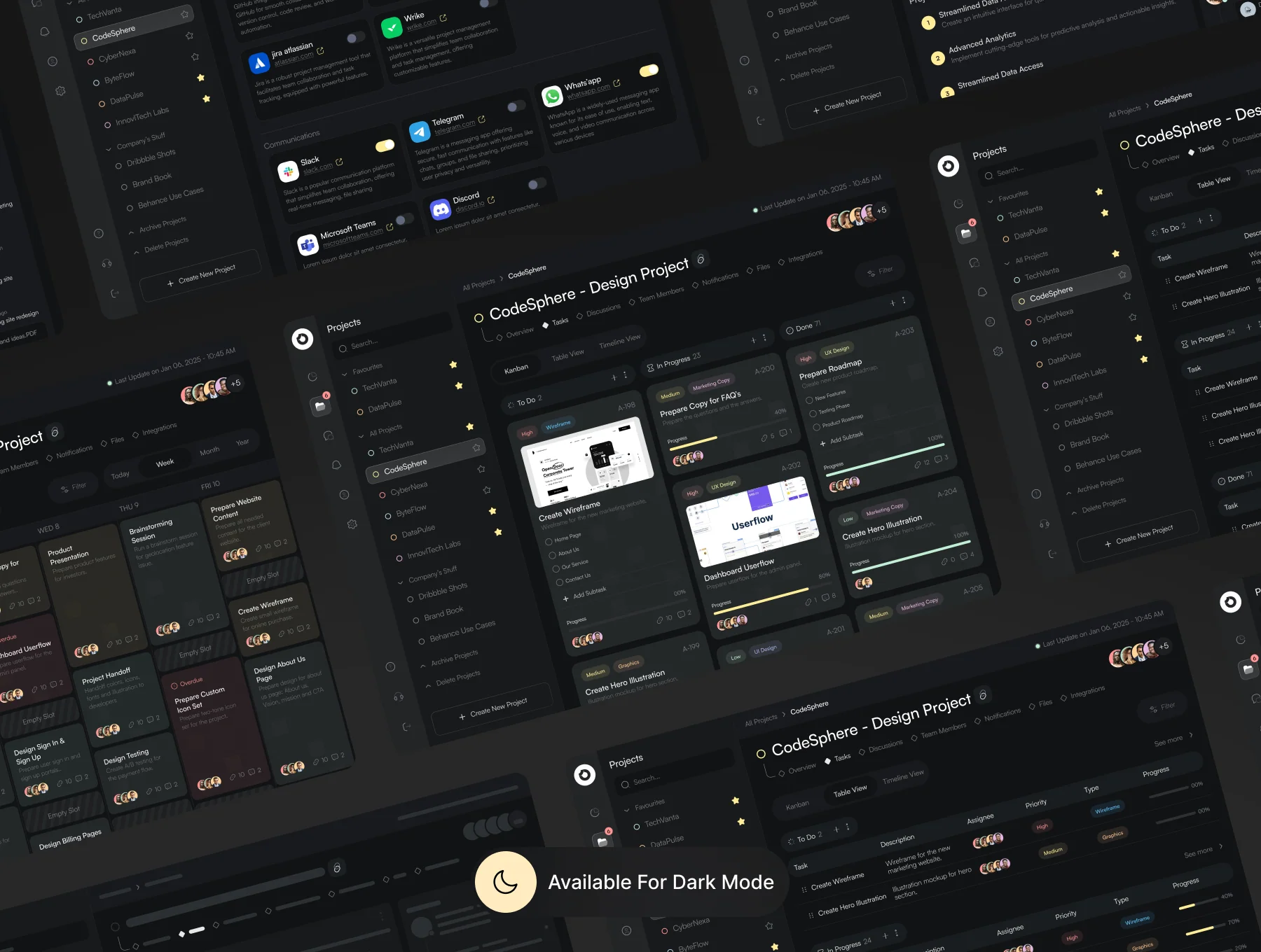 Project Management Tool UI Kit ( Dark & Light ) - V2 5