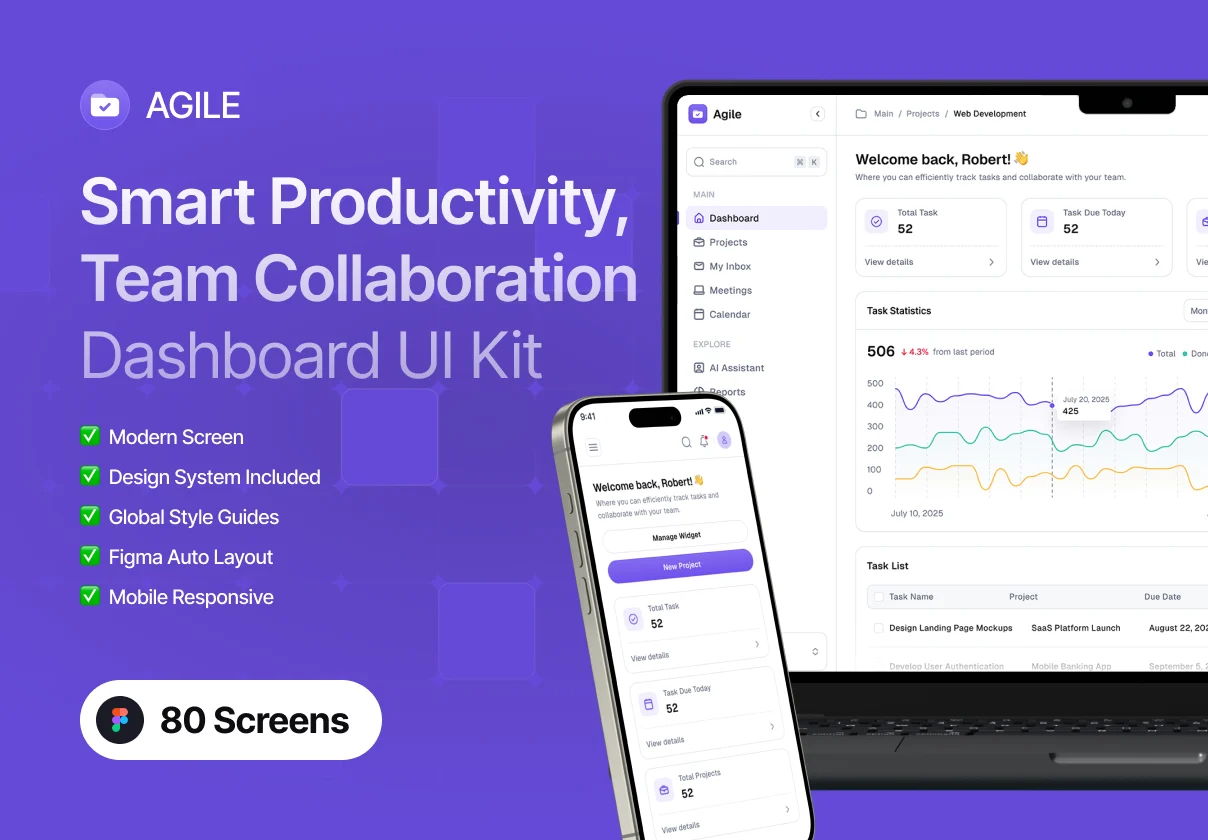 Agile AI — Smart Productivity & Team Collaboration Dashboard UI Kit