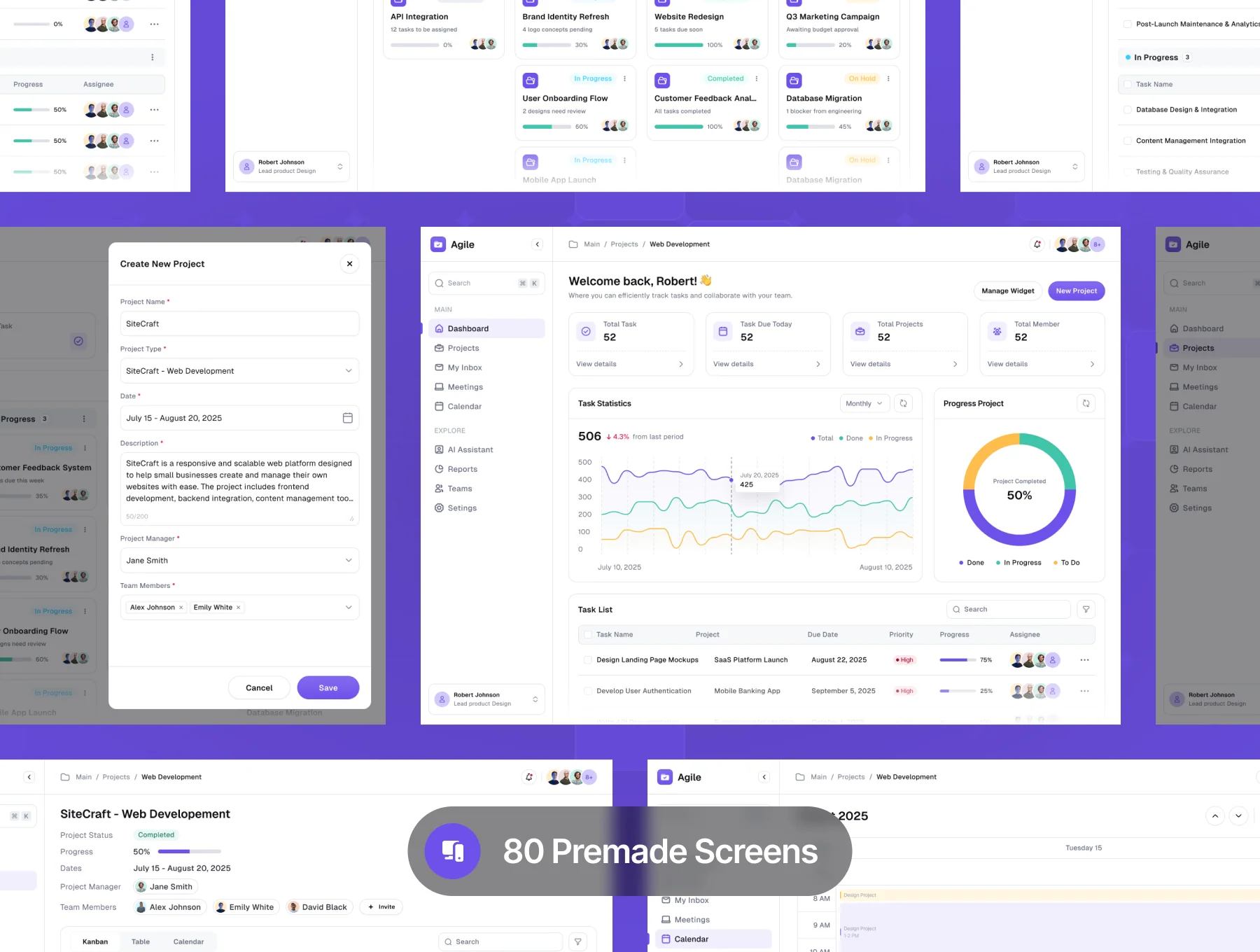 Agile AI — Smart Productivity & Team Collaboration Dashboard UI Kit 5