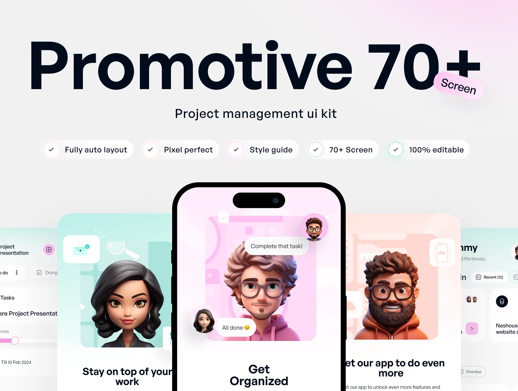 Promotive - Project management mobile app UI Kit
