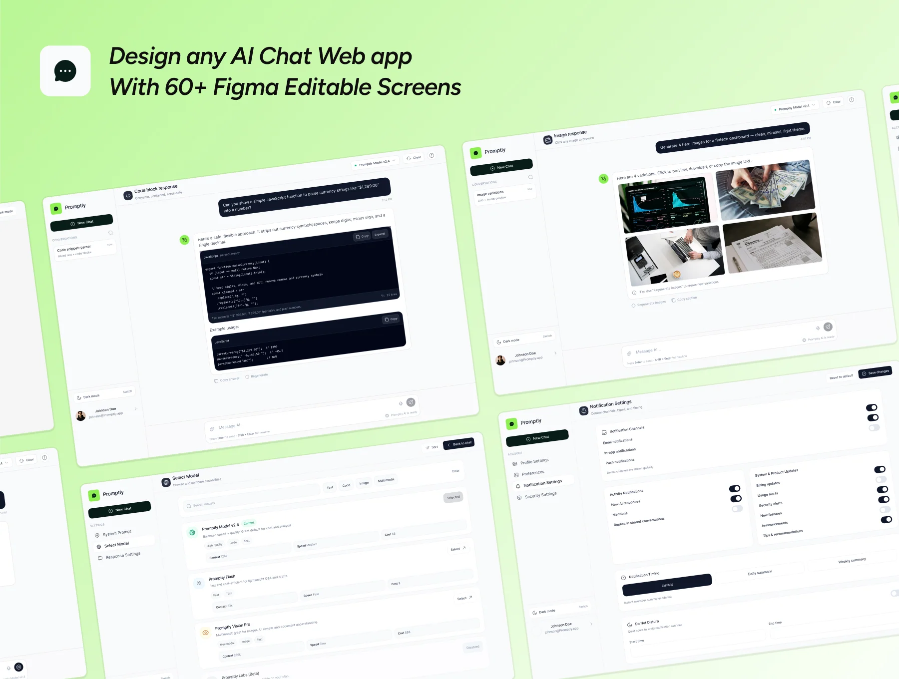 Promptly - AI Prompt SaaS UI Kit – ChatGPT Style Dashboard, Prompt Builder, Figma Design System 5