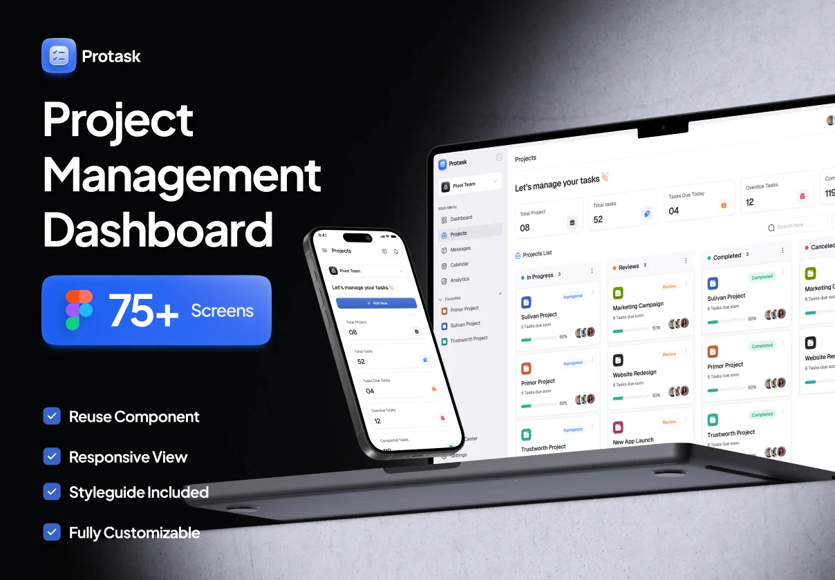 Protask - Project Management Dashboard UI Kit