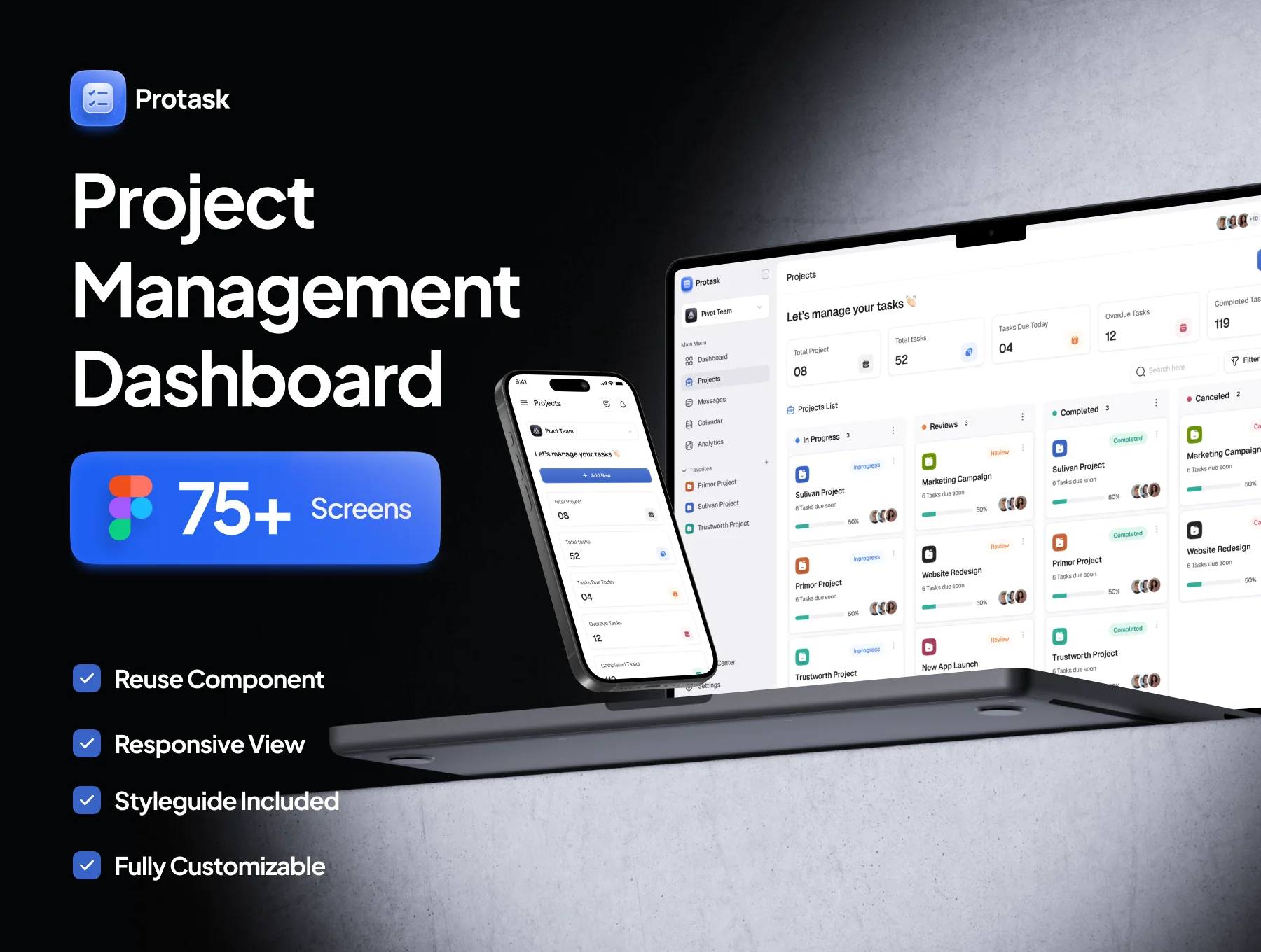 Protask - Project Management Dashboard UI Kit