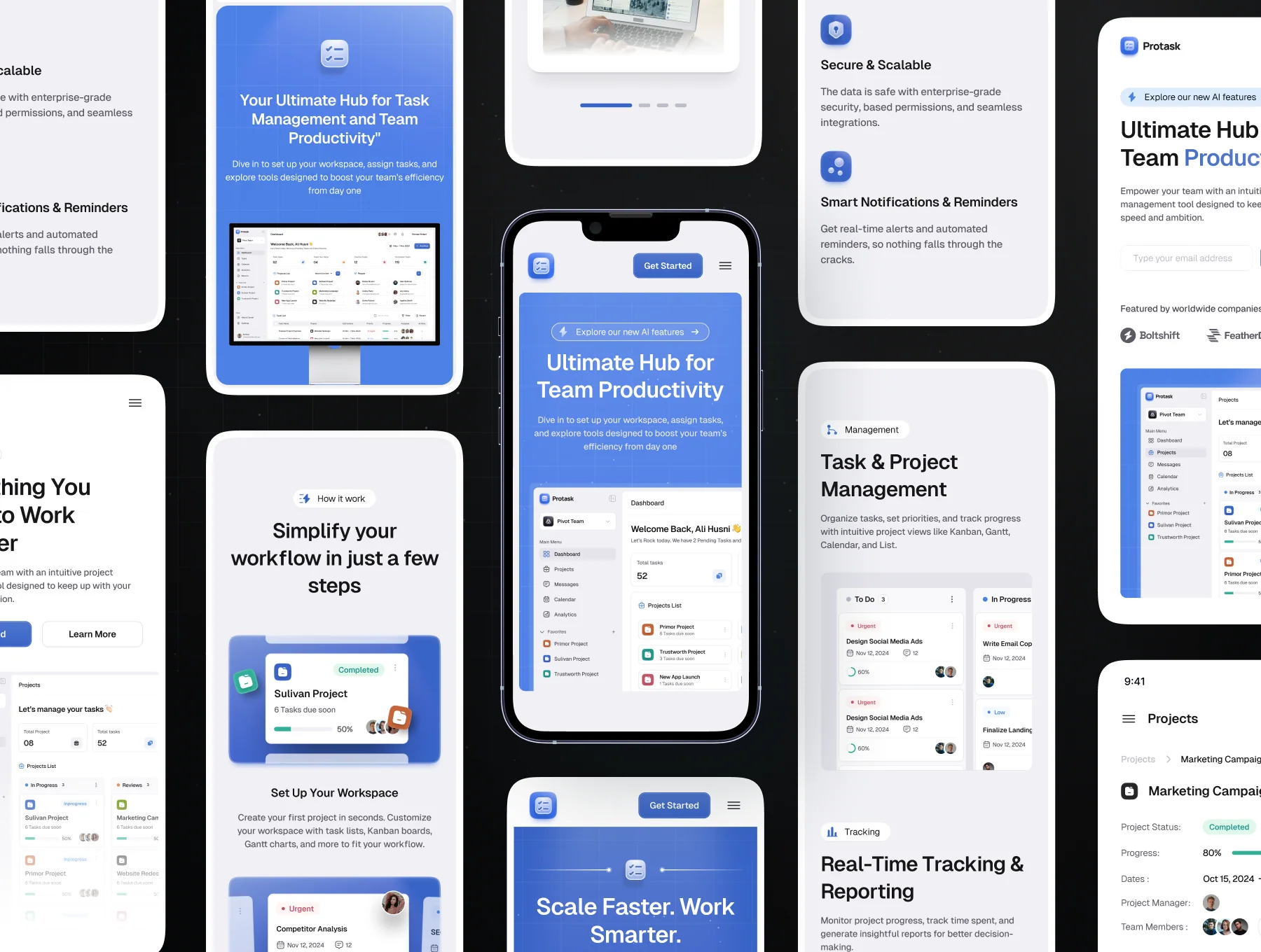 Protask - SaaS Project Management Website UI Kit 6