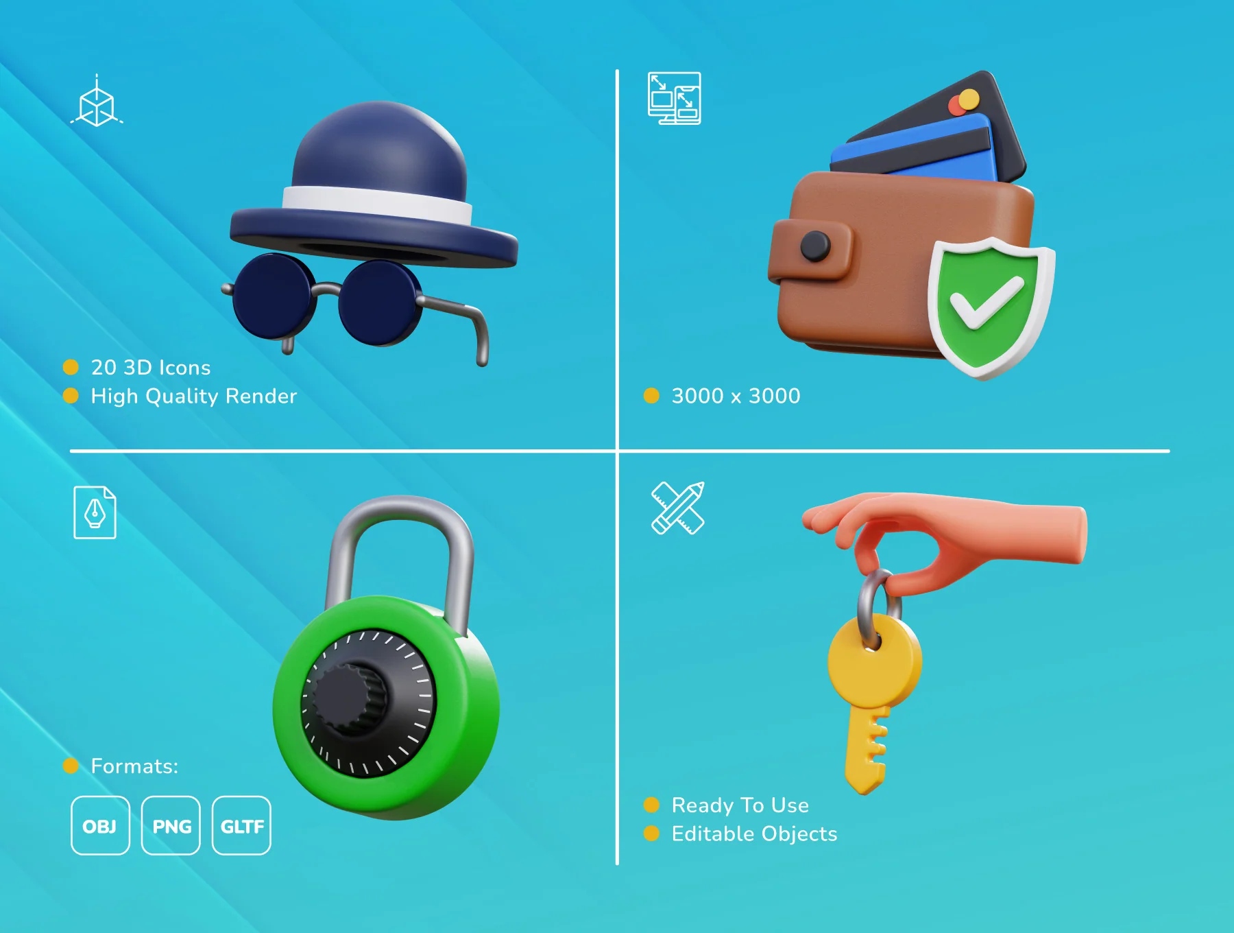 Protection & Security 3D Icon Set 2