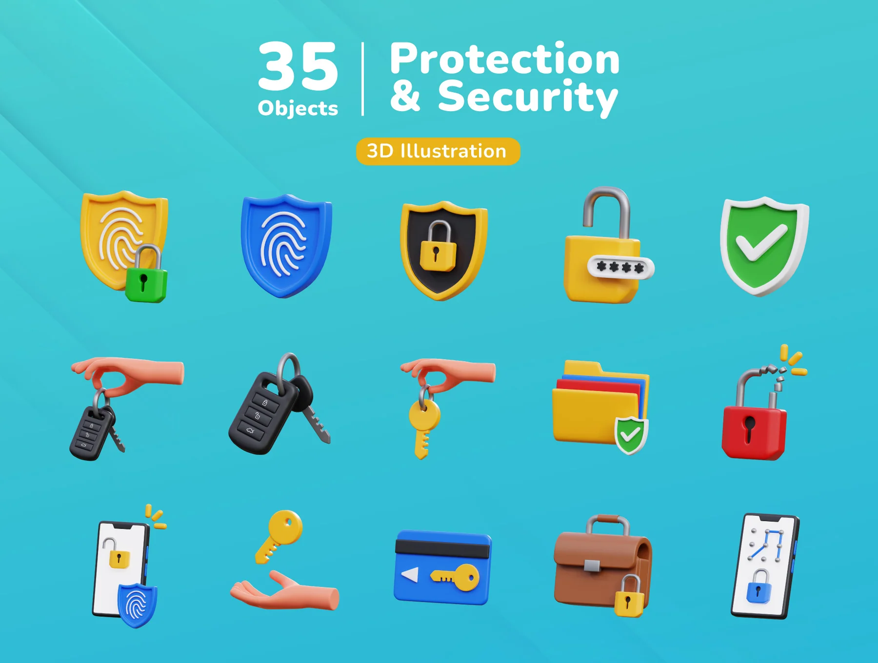 Protection & Security 3D Icon Set 5