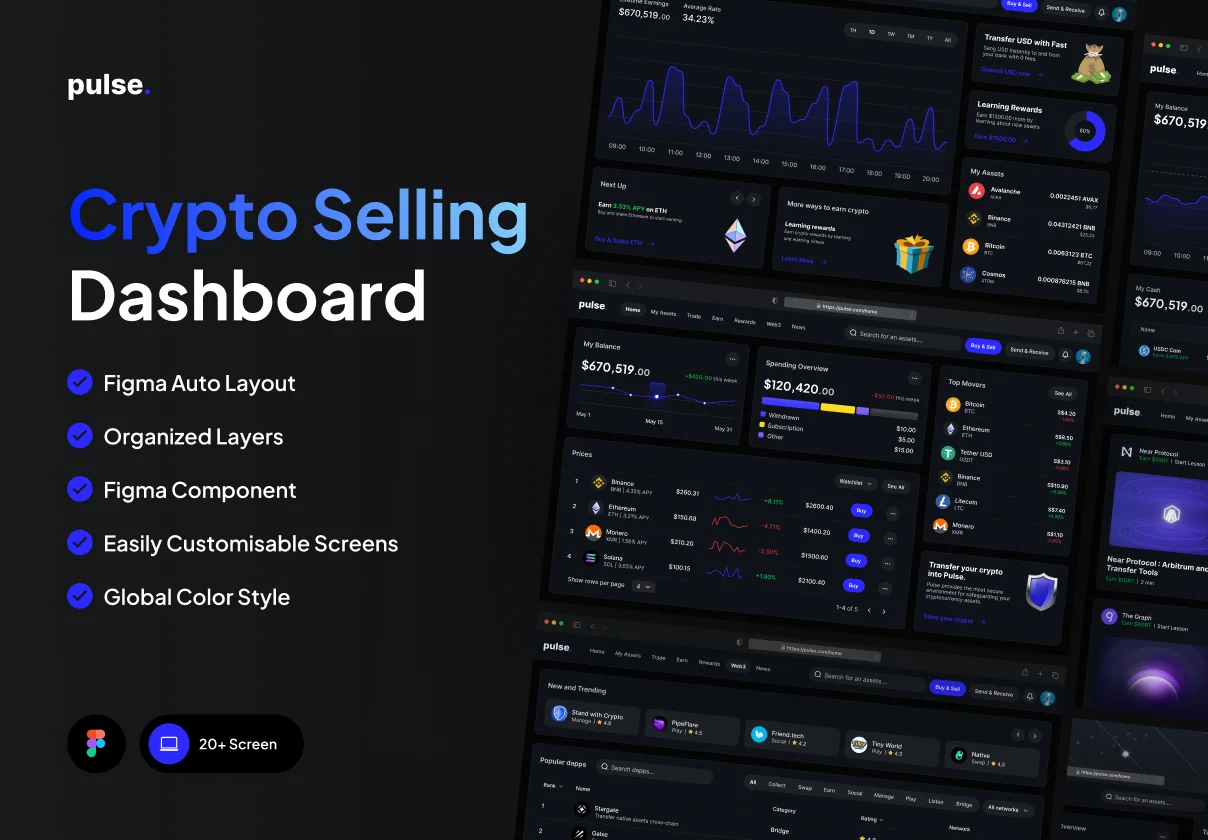 Pulse - Crypto Selling Dashboard App UI KIT
